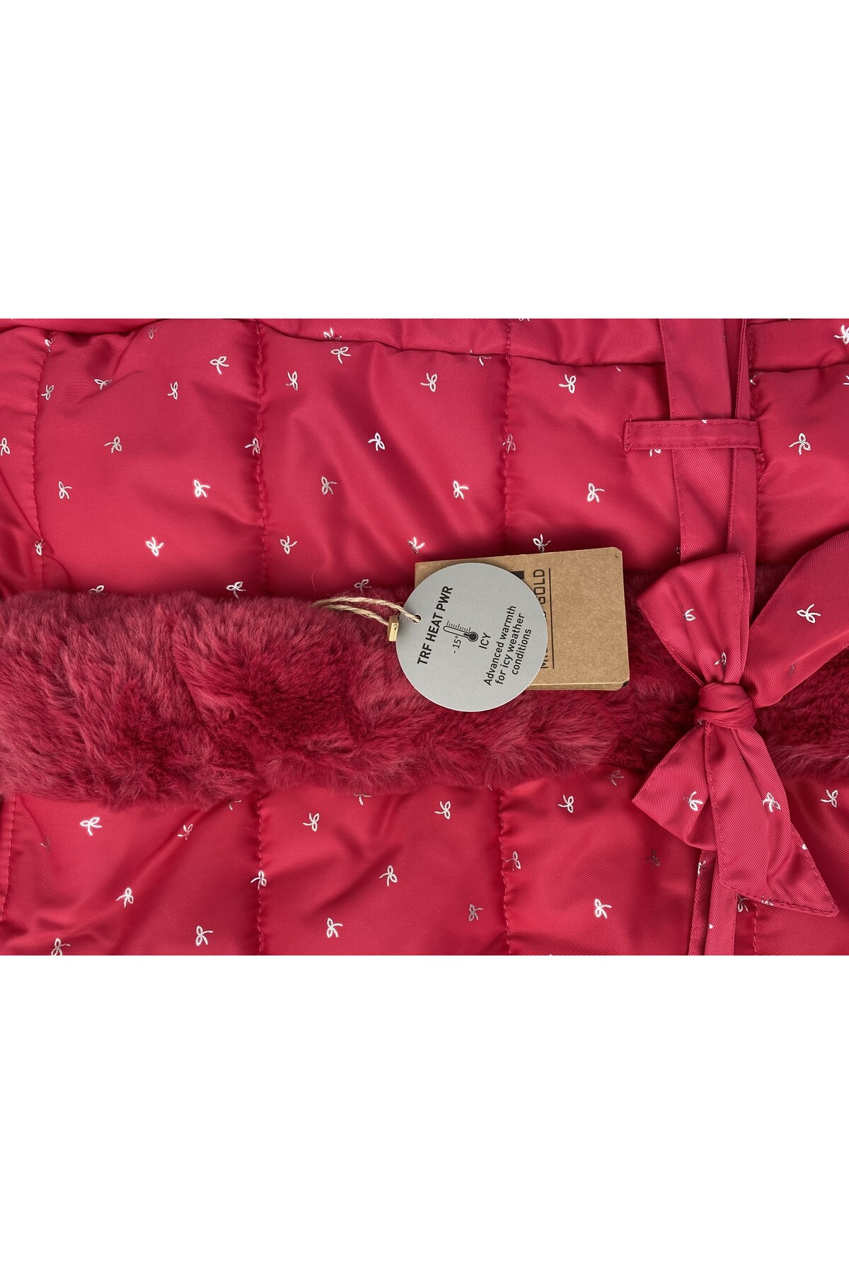 Kız Çocuk Kaban 2-13 Yaş Kışlık Şişme Astarlı Kürk Kapüşonlu Vişne Mont HZL22W-M21667