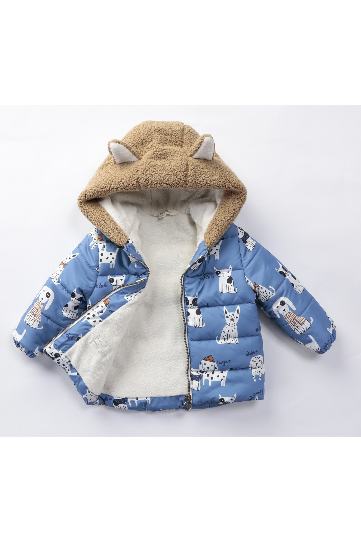 Kız Çocuk Kaban 2-5 Yaş Kışlık Şişme Astarlı Kürk Kapüşonlu Turkuaz Mont HZL22W-M21660