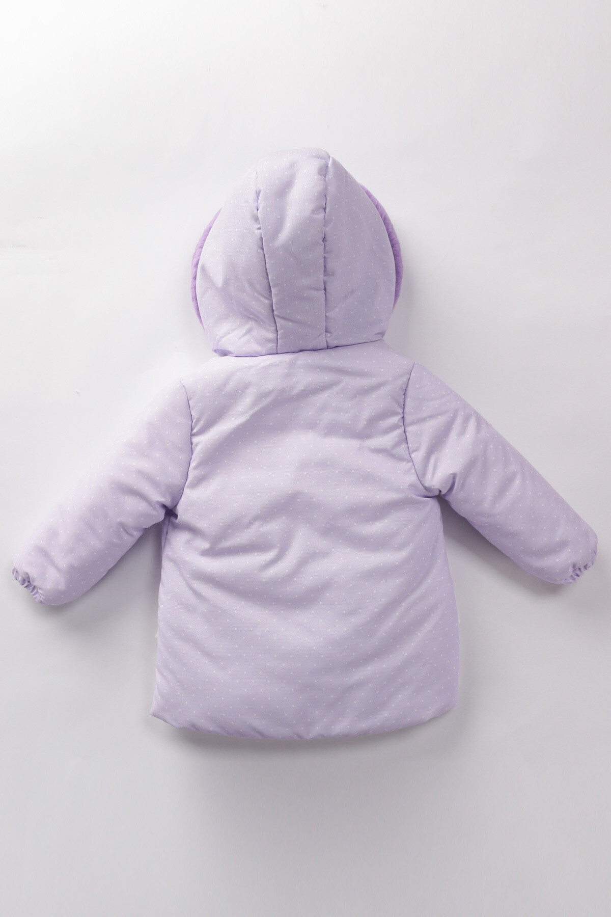 Kız Çocuk Kaban 2-5 Yaş Kışlık Şişme Astarlı Kürk Kapüşonlu Lila Mont