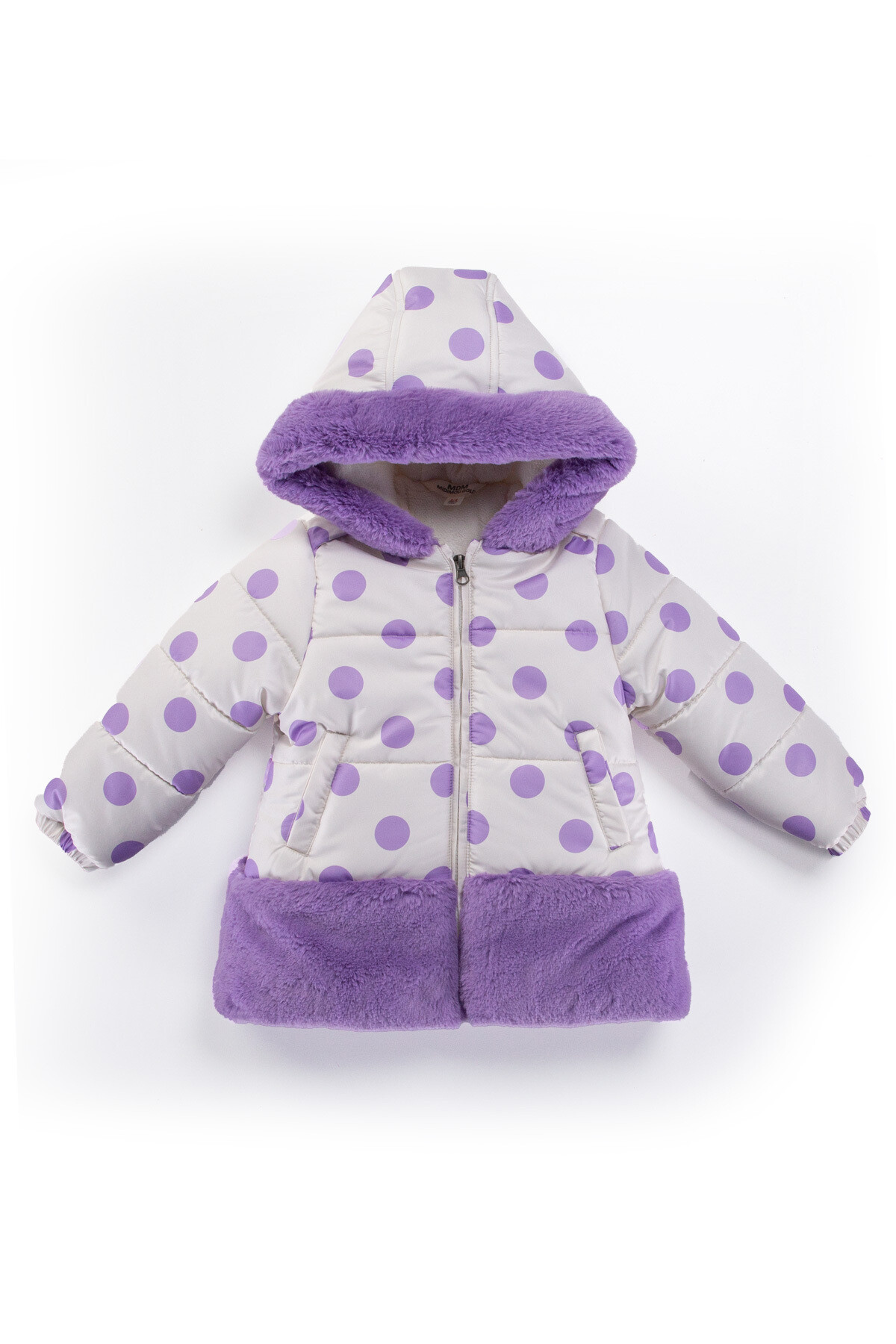 Kız Çocuk Kaban 2-5 Yaş Kışlık Şişme Astarlı Kürk Kapüşonlu Sırt Çantalı Ekru Mont HZL22W-M21657