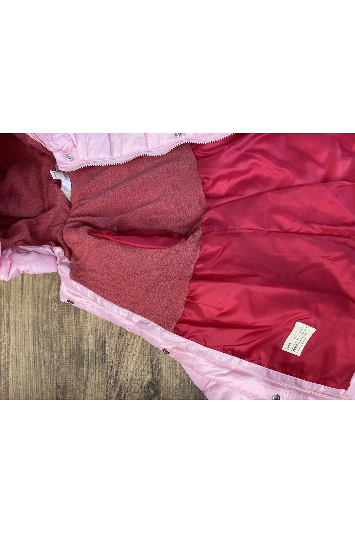 Kız Çocuk Kaban 2-5 Yaş Kışlık Şişme Polar Astarlı Kapüşonlu Pembe Mont HZL22W-M21618