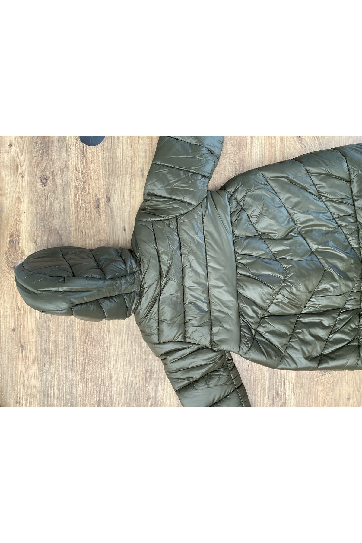 Kız Çocuk Kaban 6-9 Yaş Kışlık Şişme Polar Astarlı Kapüşonlu Haki Mont HZL22W-M21619