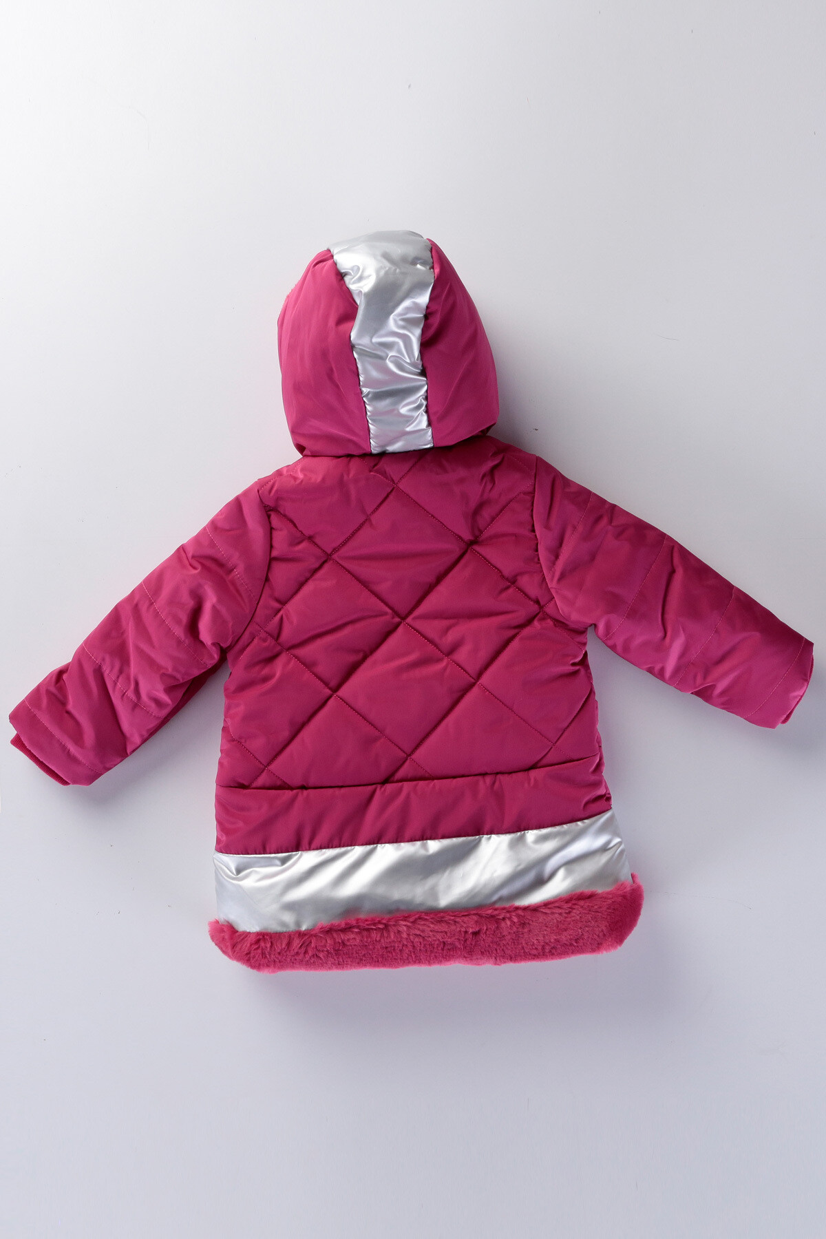 Kız Çocuk Kışlık Şişme  Polar Astarlı Kapüşonlu Pembe Mont HZL22W-M20824