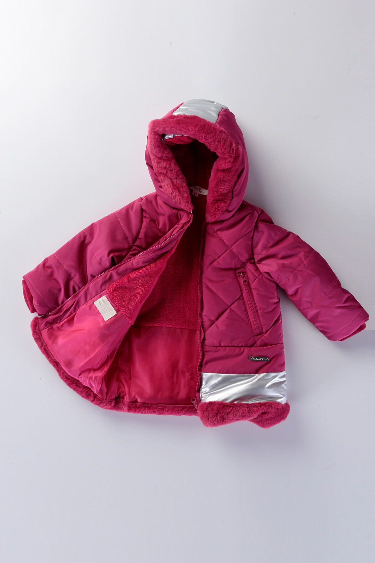 Kız Çocuk Kışlık Şişme  Polar Astarlı Kapüşonlu Pembe Mont HZL22W-M20824