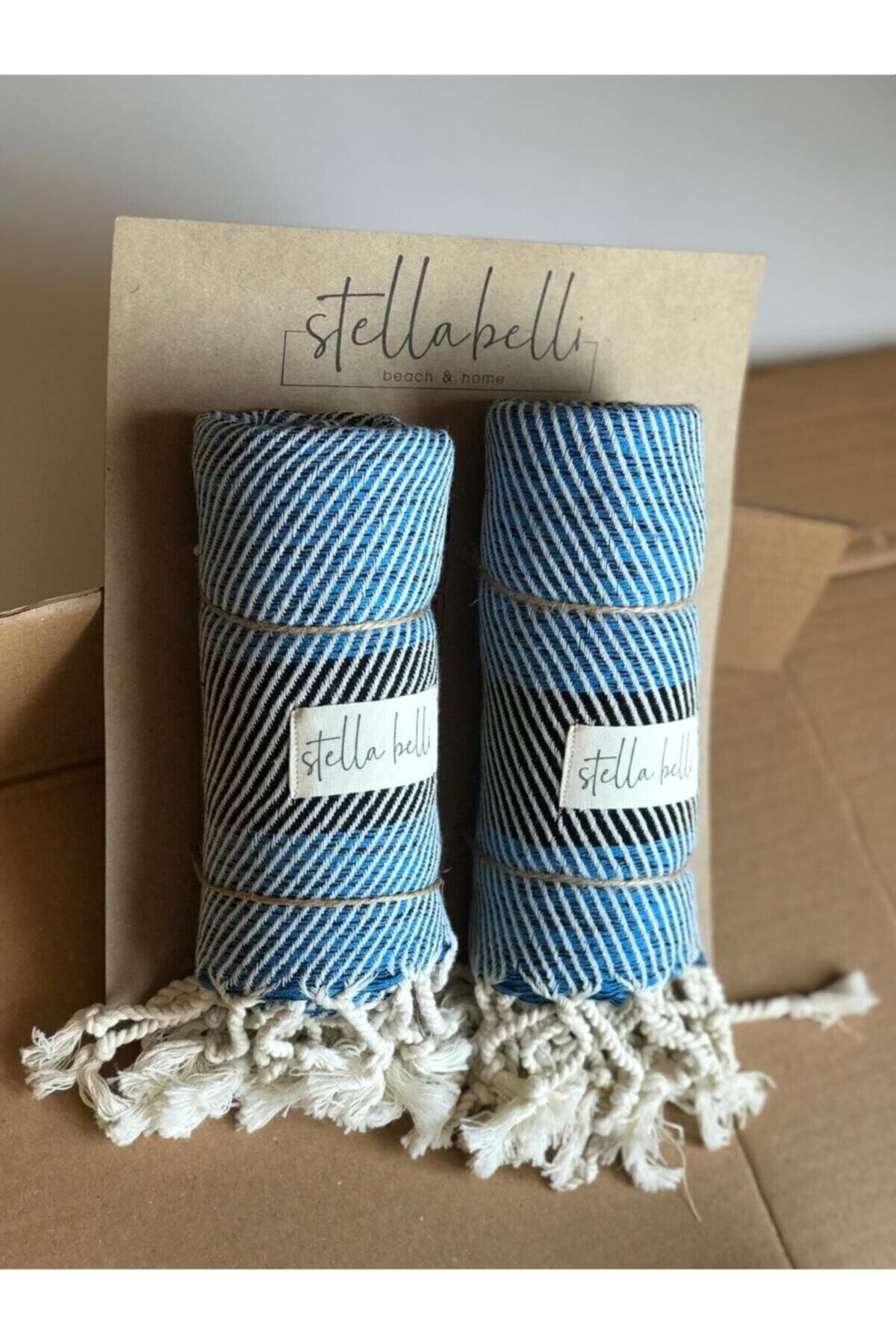 Peşkir El Dokuması 2 li Set Nalın Desen Royal Renk 2 Adet 40x90 cm