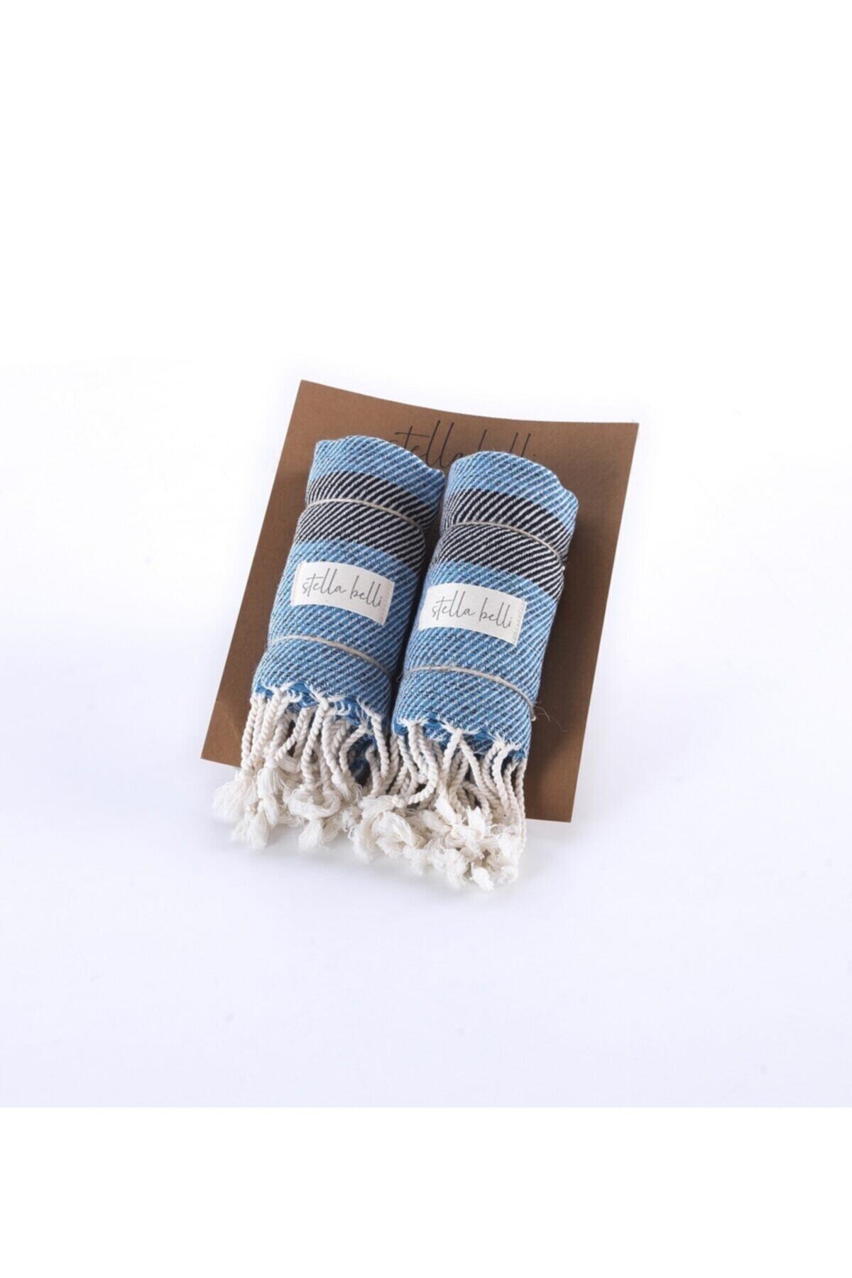 Peşkir El Dokuması 2 li Set Nalın Desen Royal Renk 2 Adet 40x90 cm