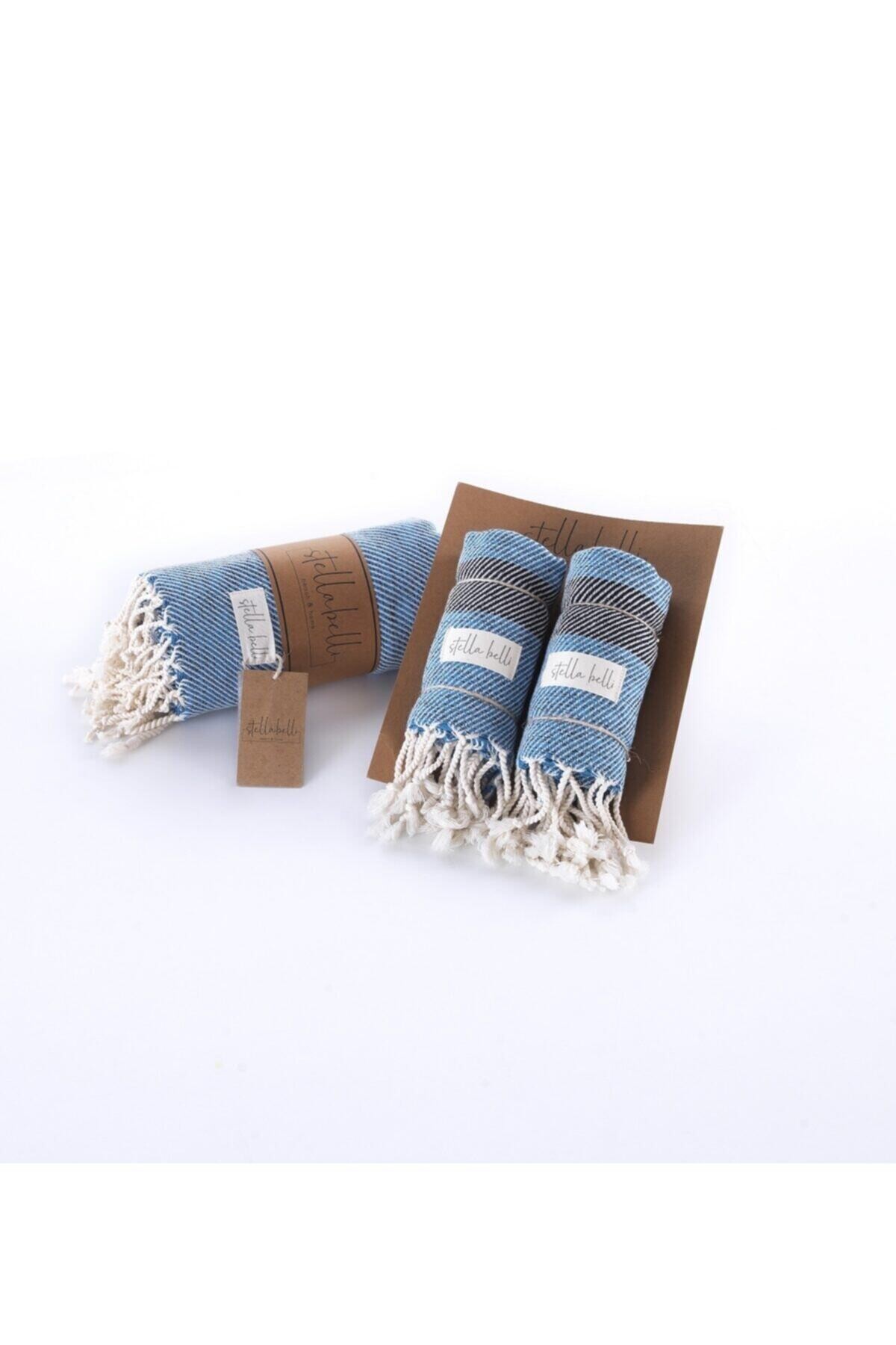 Peşkir El Dokuması 2 li Set Nalın Desen Royal Renk 2 Adet 40x90 cm