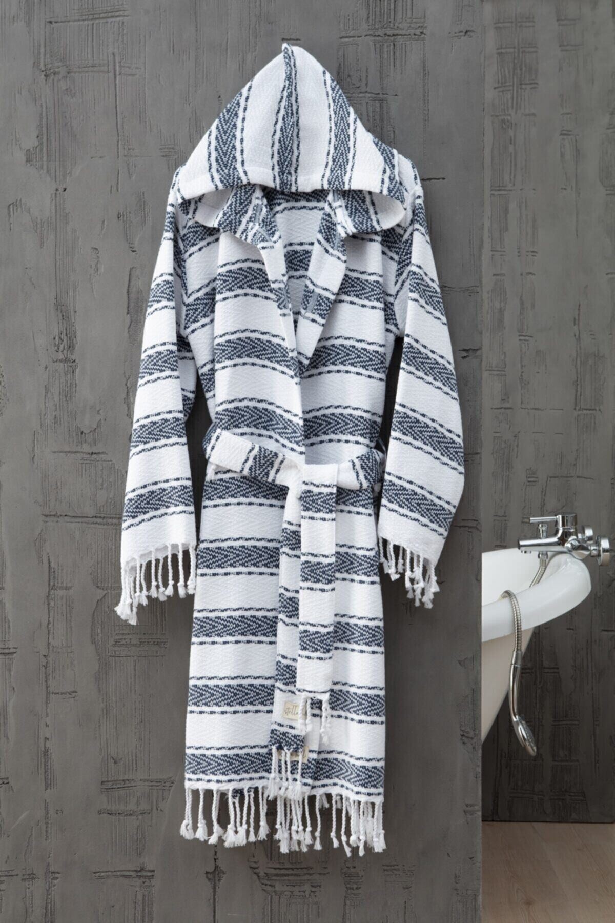 Peştamal Bornoz El Dokuması Pamira Desen Navy Renk