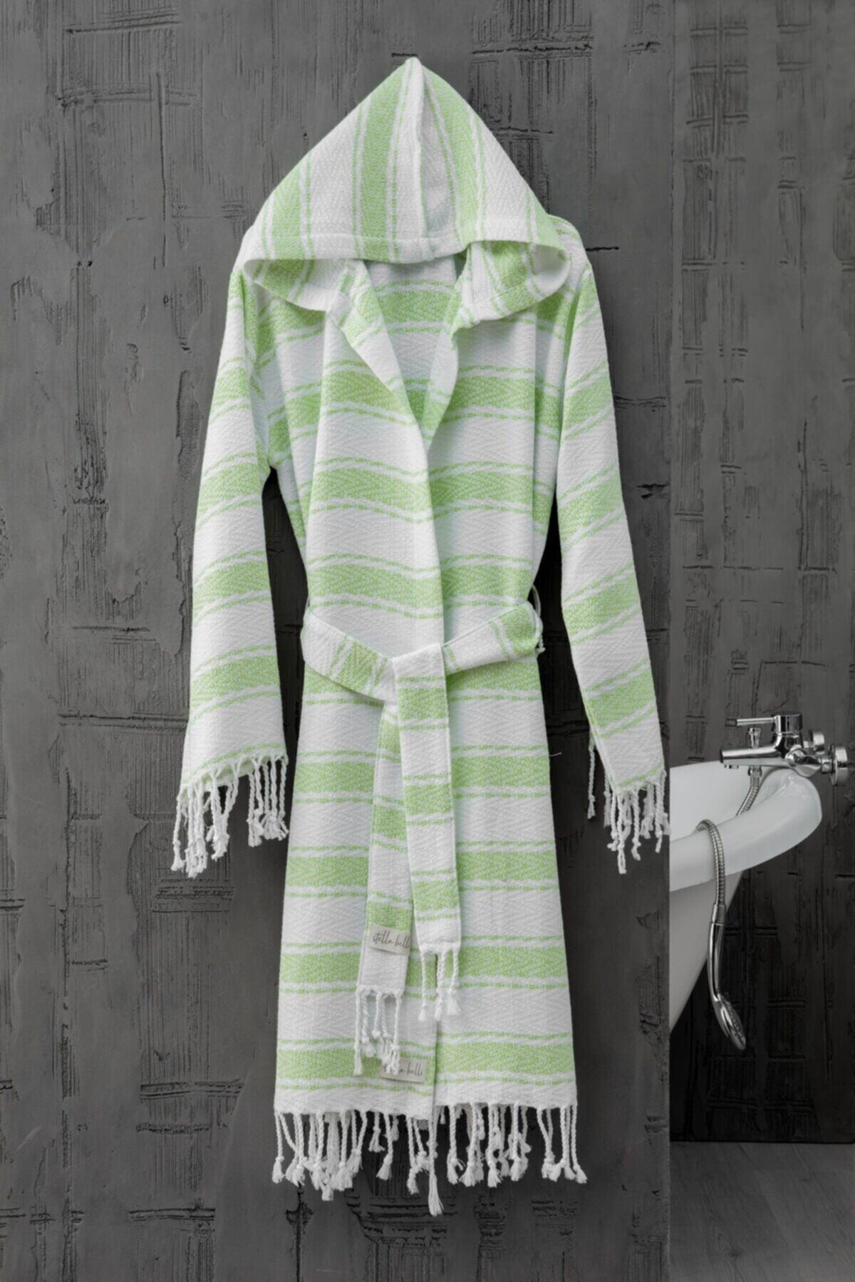 Peştamal Bornoz El Dokuması Pamira Desen Yeşil Renk