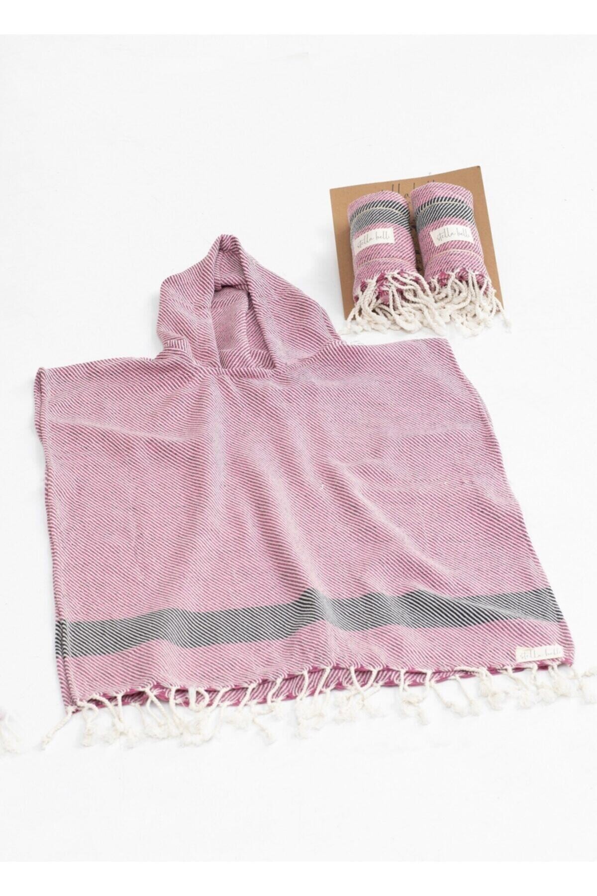 Peştamal Panço El Dokuması Polye Desen Fuşya Renk