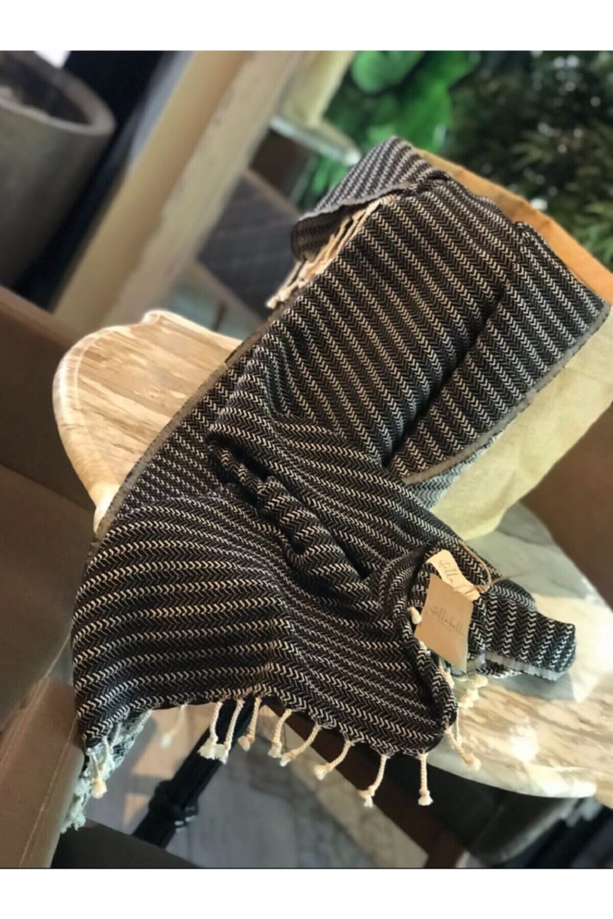 Peştemal El dokuması Falez Desen Siyah Renk