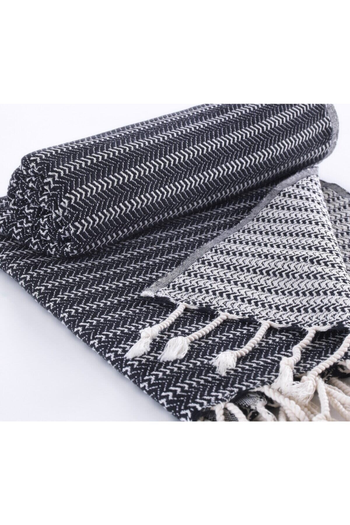 Peştemal El dokuması Falez Desen Siyah Renk