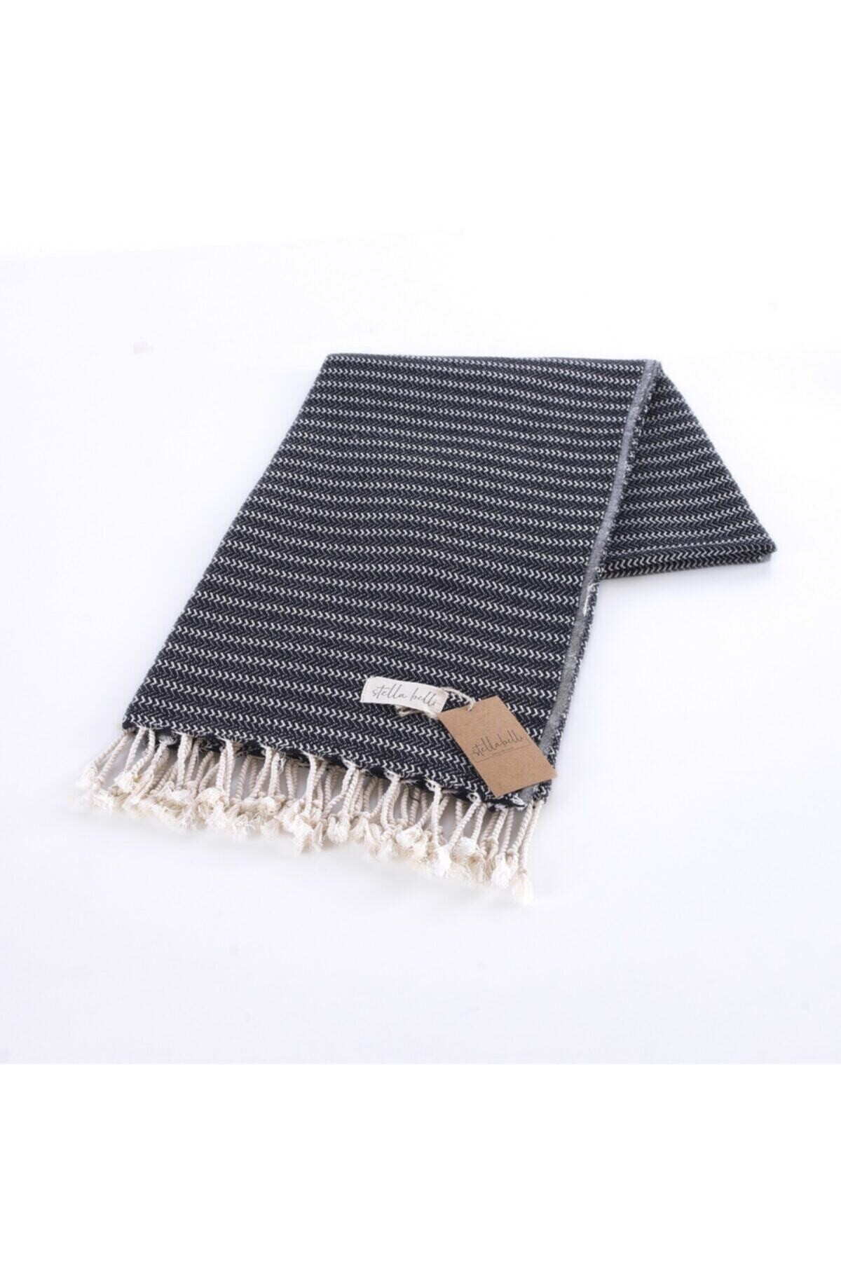 Peştemal El dokuması Falez Desen Siyah Renk