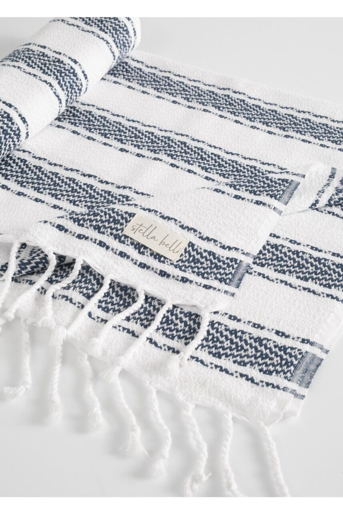 Peştemal El Dokuması Pamira Desen Navy Renk