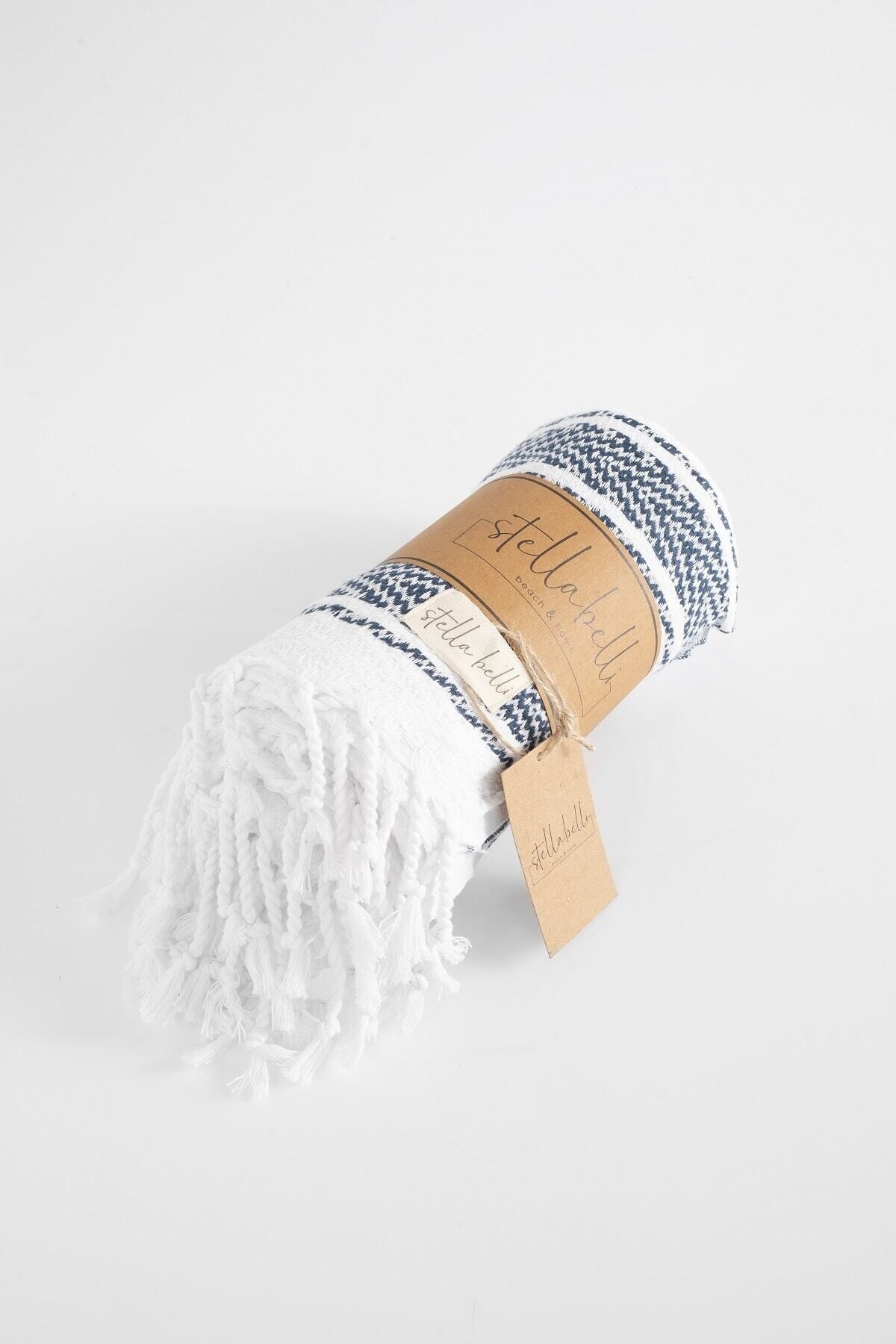 Peştemal El Dokuması Pamira Desen Navy Renk