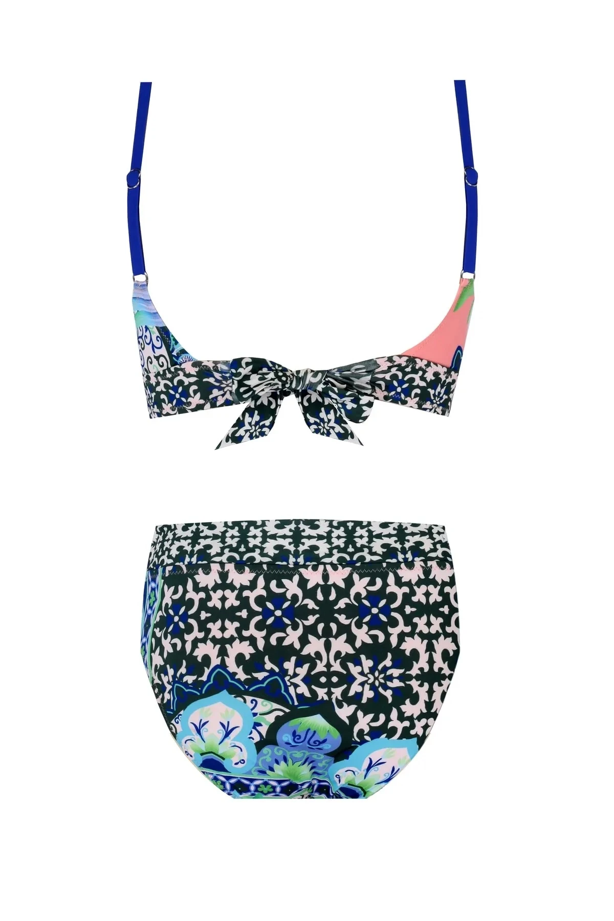 ZEKİ Kadın Çok Renkli Çıkartılabilir Kaplı, U Tokalı Ayarlanabilir İp Askılı Büyük Üçgen Bikini Takımı HZL23S-ZK110461