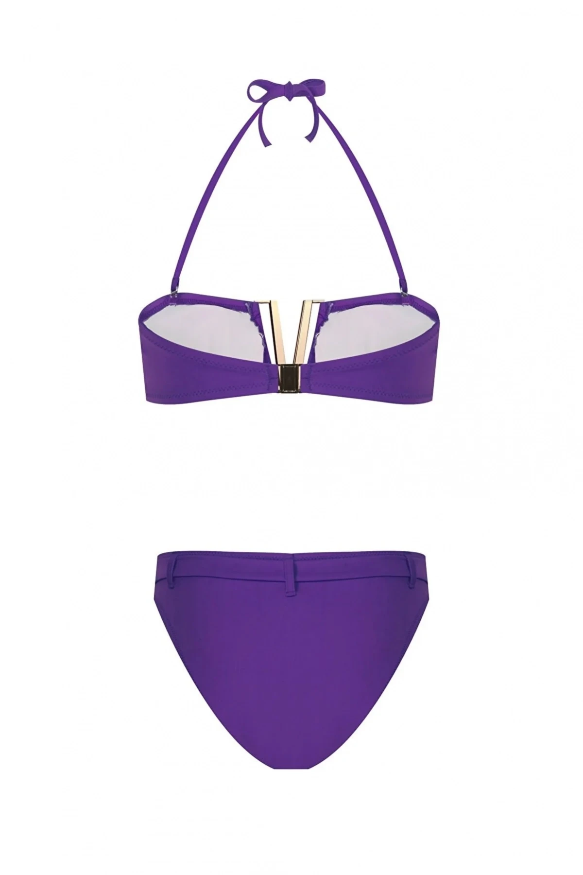 ZEKİ Kadın Mor V Aksesuarlı Çıkarılabilen Kaplı Boyundan Bağlı Bikini Takımı HZL23S-ZK116341