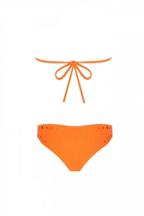 ZEKİ Kadın Oranj Swarovski Aksesuarlı Boyundan Bağlı Brazilian Alt Üçgen Bikini Takımı HZL23S-ZK117981