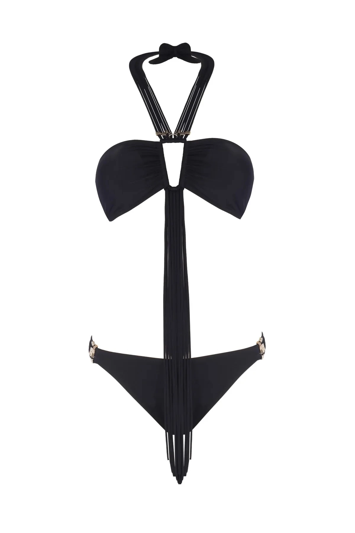 ZEKİ Kadın Siyah Aksesuar Ve Püskül Detaylı Straplez Bikini Takımı HZL23S-ZK117231