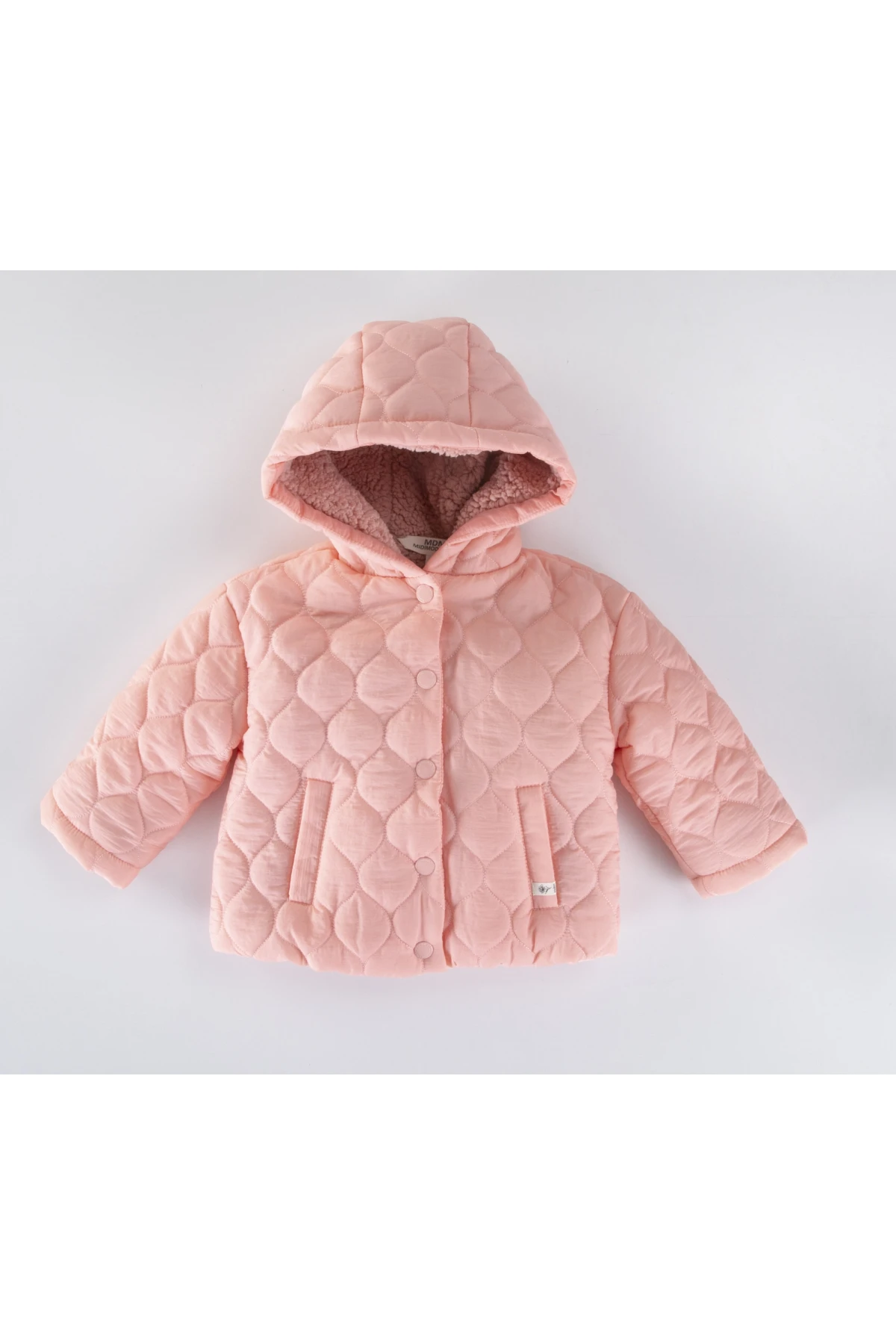 Çocuk Açık Pembe Çift Cepli 1-5 Yaş Kışlık İçi Polar Astarlı Kapüşonlu Şişme Mont HZL24W-MDM1501281