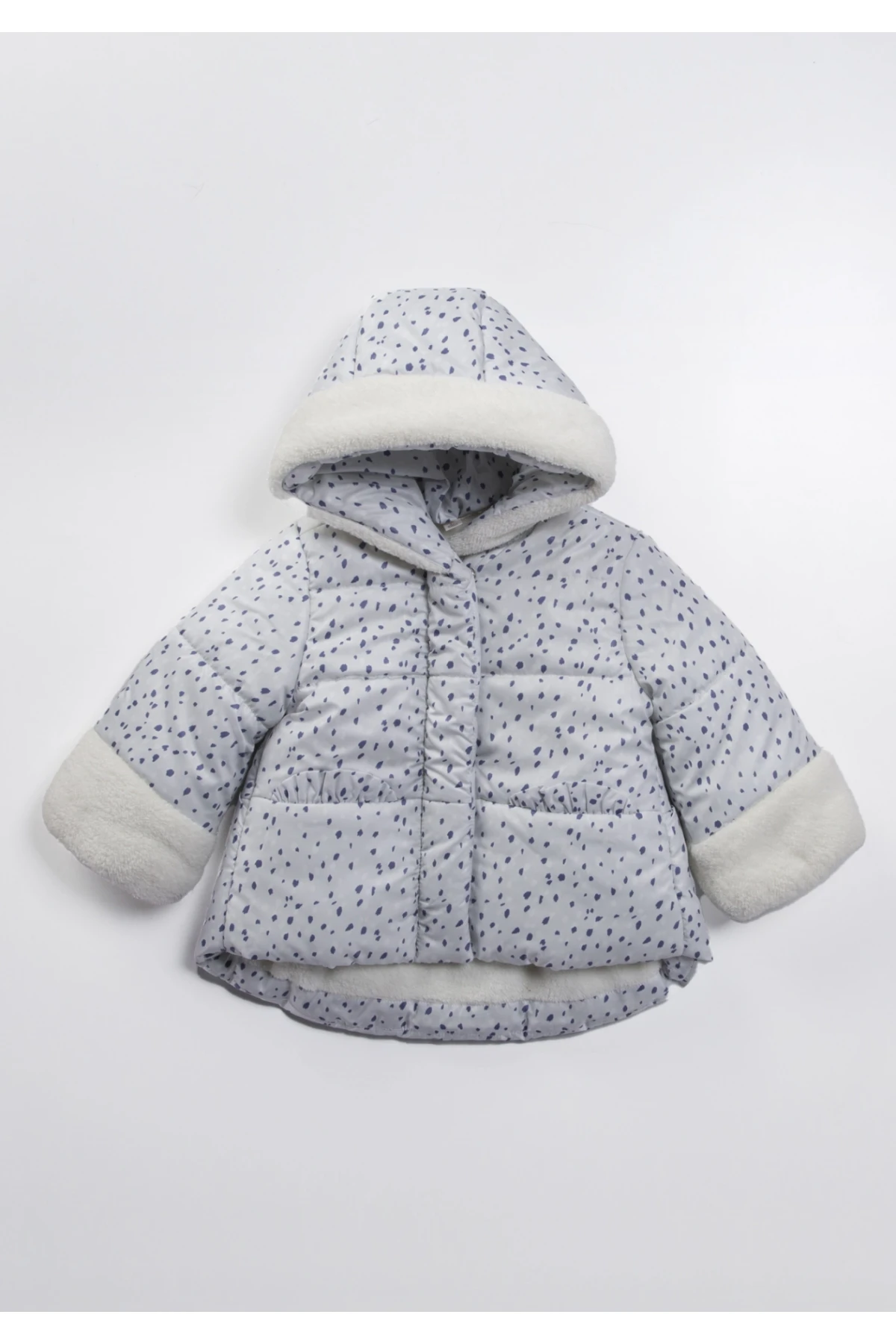 Çocuk Ekru 1-5 Yaş Kışlık İçi Polar Astarlı Kapüşonlu Şişme Mont HZL24W-MDM1223621