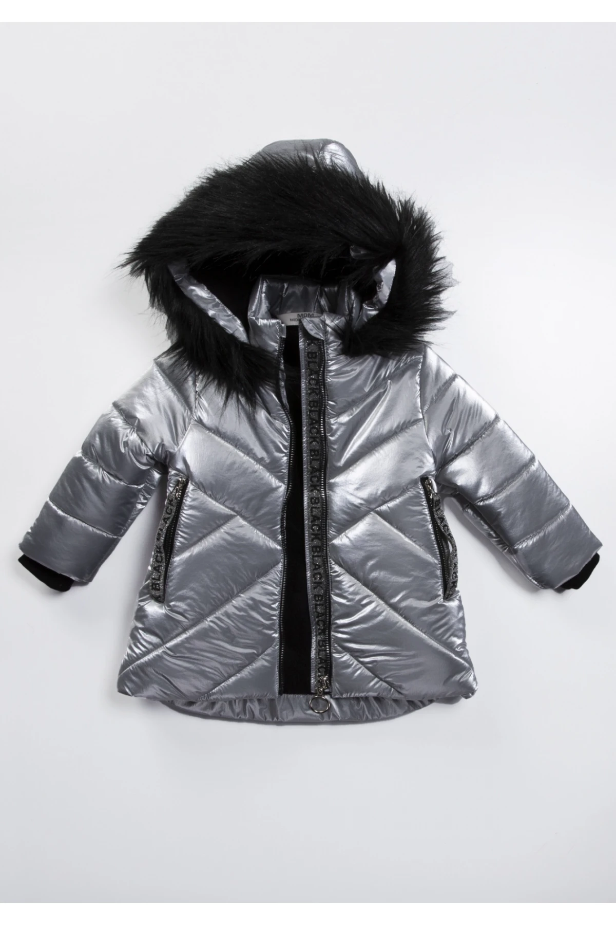 Çocuk Gri Çift Cepli 2-5 Yaş Kışlık İçi Polar Astarlı Kapüşonlu Şişme Mont HZL24W-MDM1223971