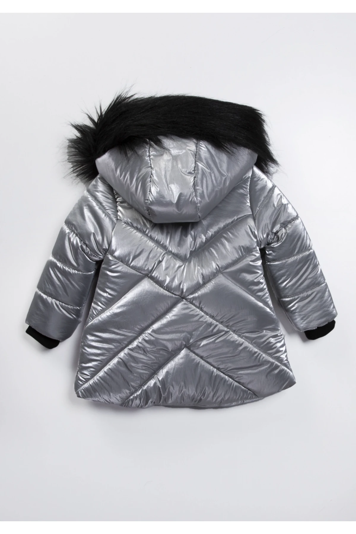 Çocuk Gri Çift Cepli 2-5 Yaş Kışlık İçi Polar Astarlı Kapüşonlu Şişme Mont HZL24W-MDM1223971