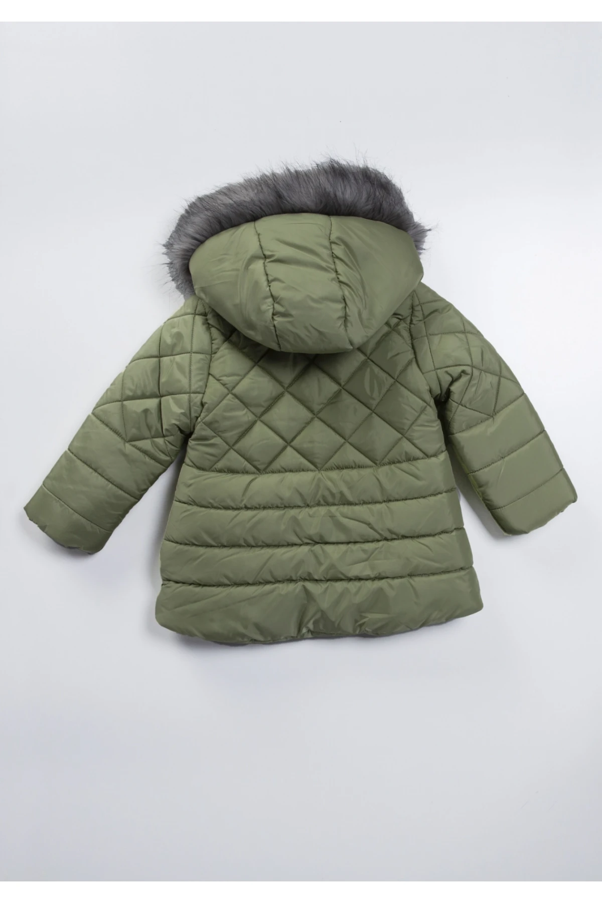 Çocuk Haki Çift Cepli  2-5 Yaş Kışlık İçi Polar Astarlı Kapüşonlu Şişme Mont HZL24W-MDM1223601
