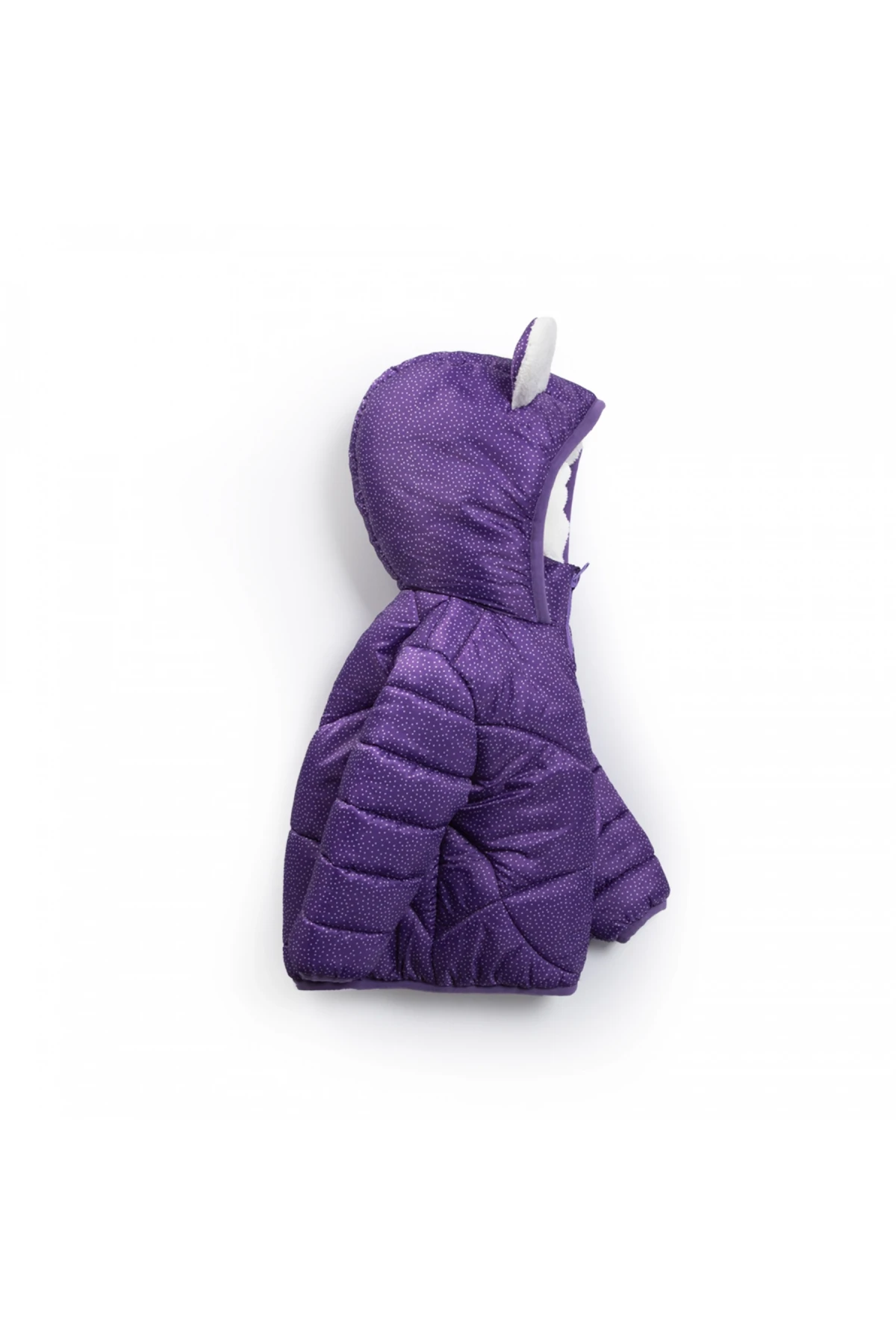 Çocuk Mor Hayvan Temalı Kaban 1-5 Yaş Kışlık Şişme İçi Polar Astarlı Kapüşonlu Mont HZL24W-MDM1223721