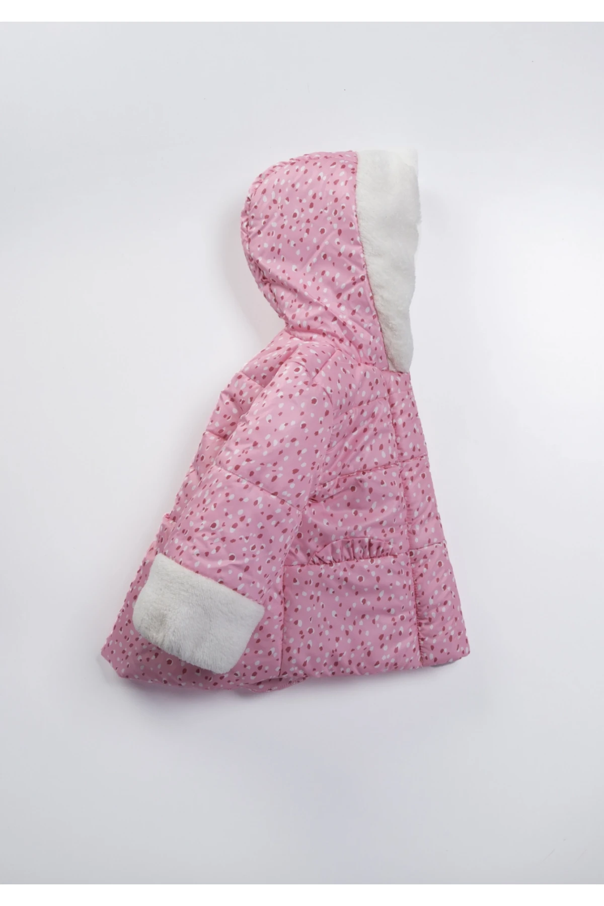 Çocuk Pembe 1-5 Yaş Kışlık İçi Polar Astarlı Kapüşonlu Şişme Mont HZL24W-MDM1223621
