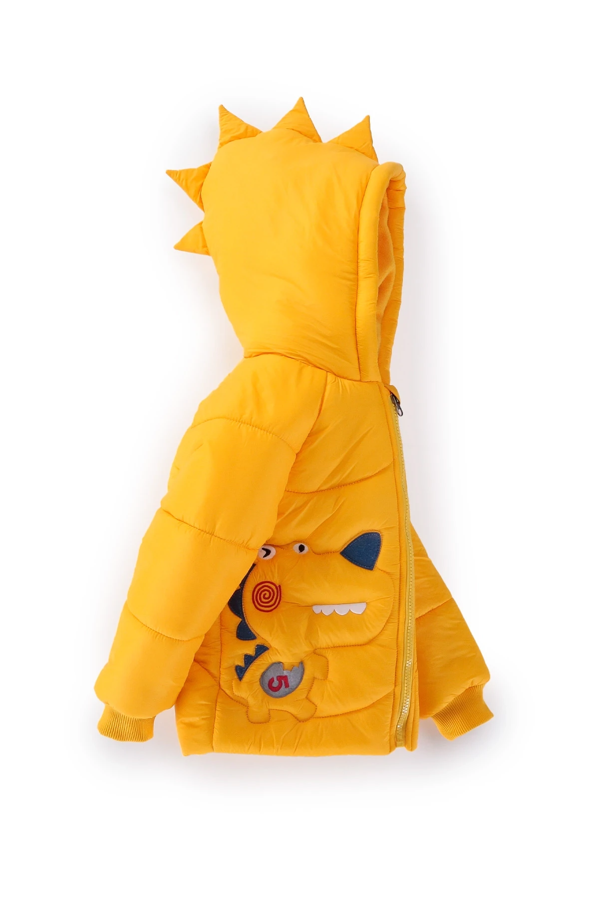 Çocuk Sarı Timsah Temalı 1-5 Yaş Kışlık İçi Polar Astarlı Kapüşonlu Şişme Mont HZL24W-MDM1513061