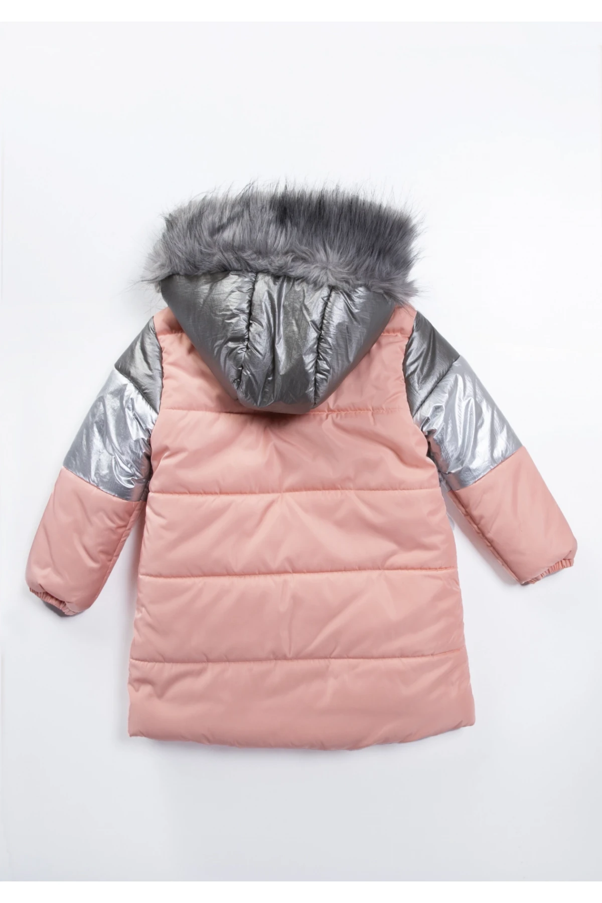 ÇocuK Somon Çift Cepli 6-13 Yaş Kışlık İçi Astarlı Kapüşonü Kürklü Şişme Mont HZL24W-MDM1224751