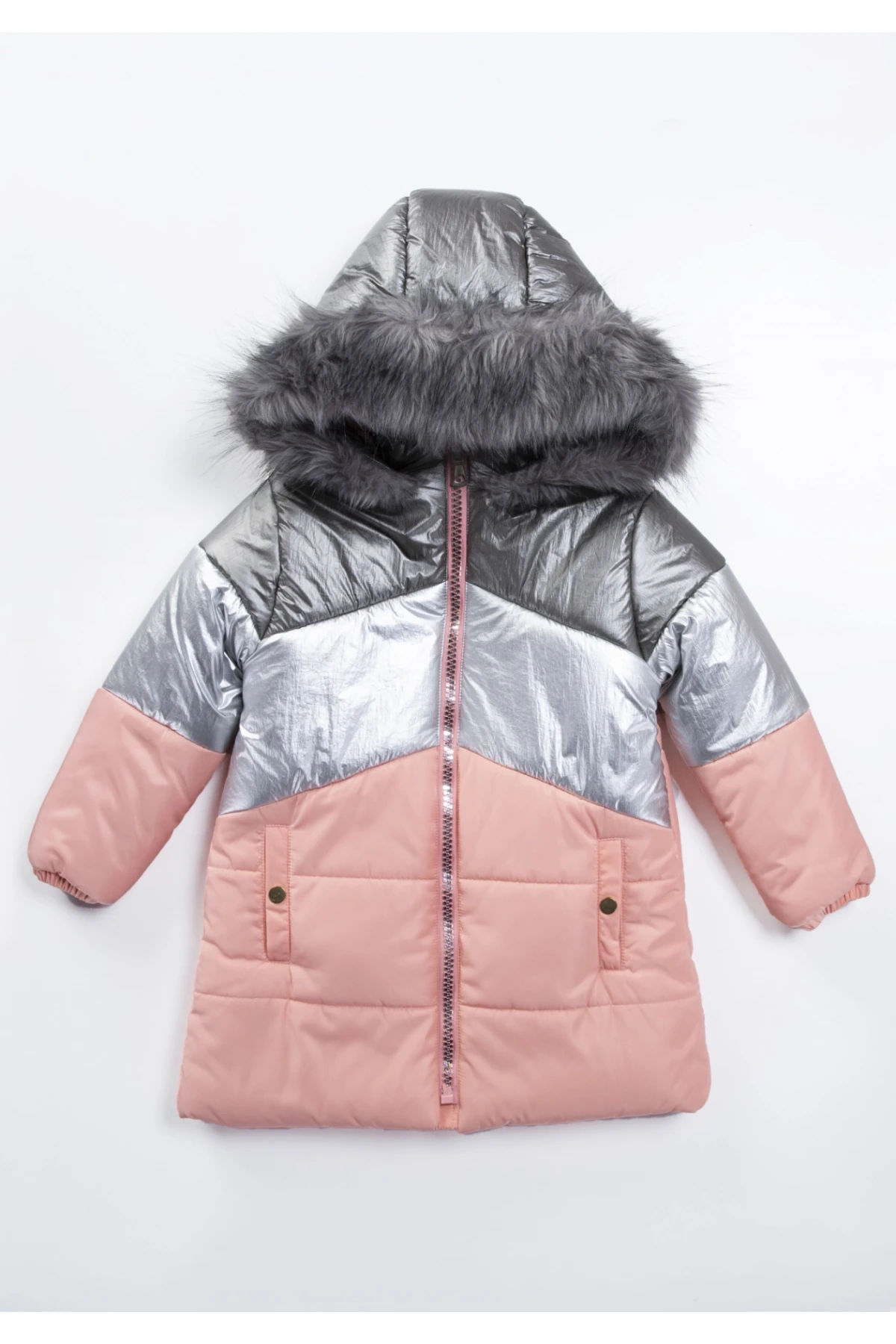 ÇocuK Somon Çift Cepli 6-13 Yaş Kışlık İçi Astarlı Kapüşonü Kürklü Şişme Mont HZL24W-MDM1224751