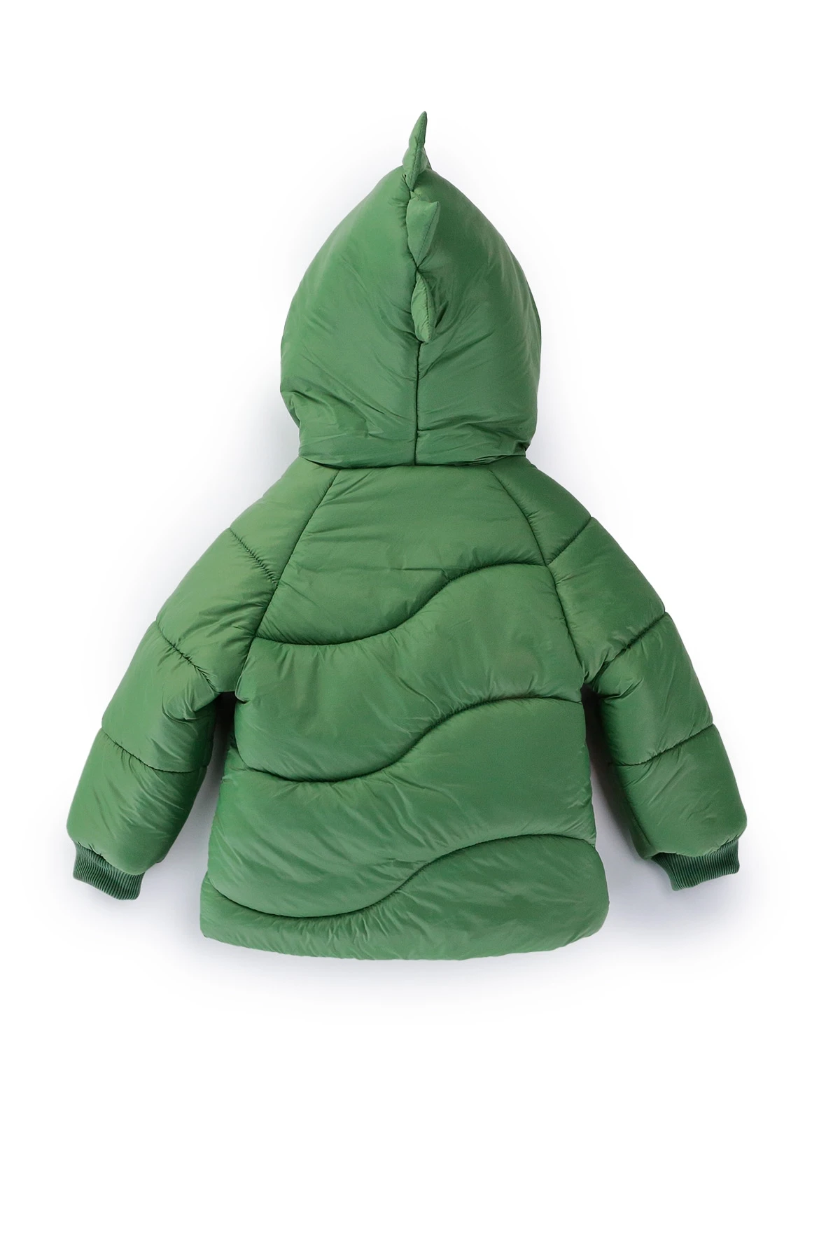 Çocuk Yeşil Timsah Temalı 1-5 Yaş Kışlık İçi Polar Astarlı Kapüşonlu Şişme Mont HZL24W-MDM1513061