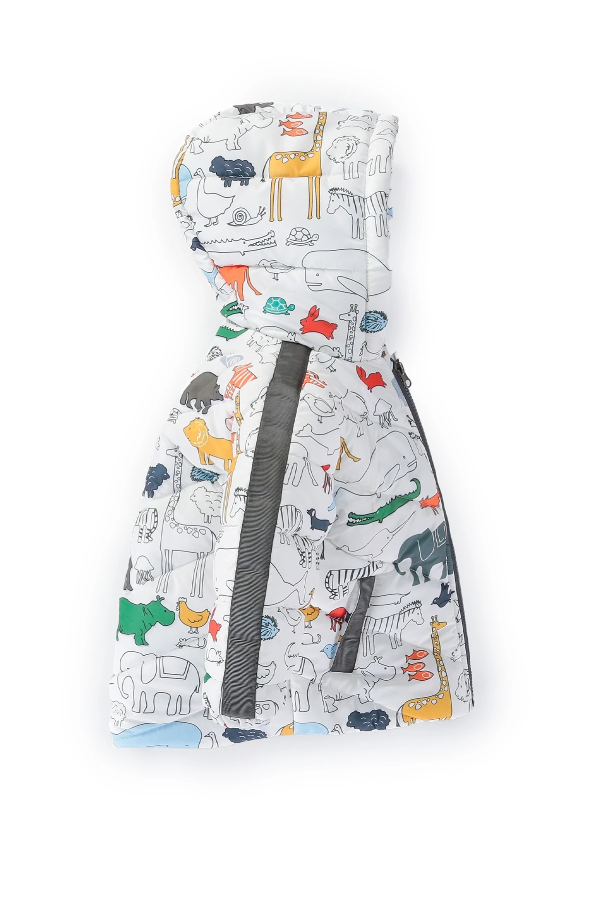 Erkek Çocuk Beyaz Hayvan Baskılı 1-5 Yaş Kışlık İçi Polar Astarlı Kapüşonlu Şişme Mont HZL24W-MDM1513131