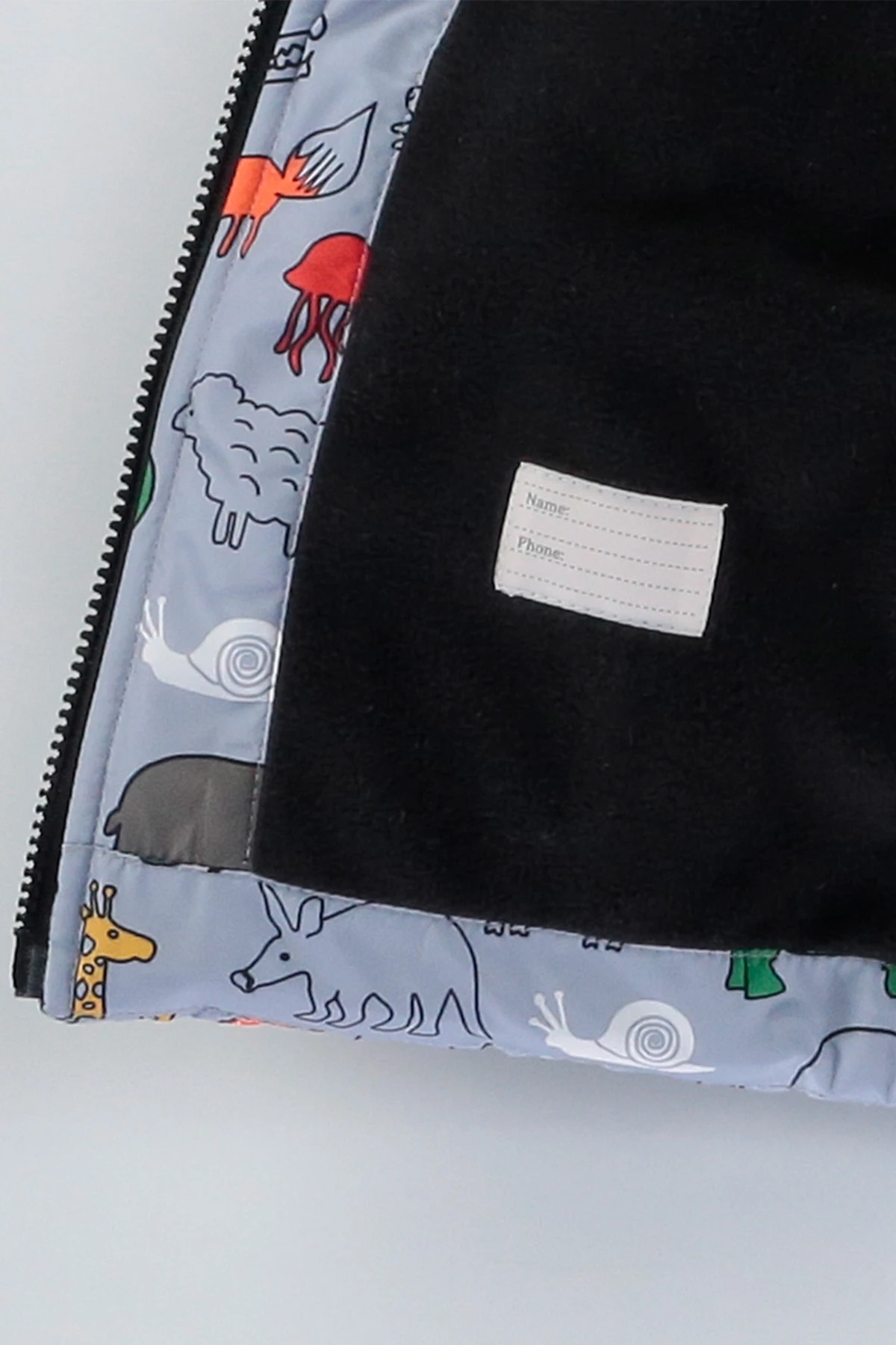 Erkek Çocuk Gri Hayvan Baskılı 1-5 Yaş Kışlık İçi Polar Astarlı Kapüşonlu Şişme Mont HZL24W-MDM1513131