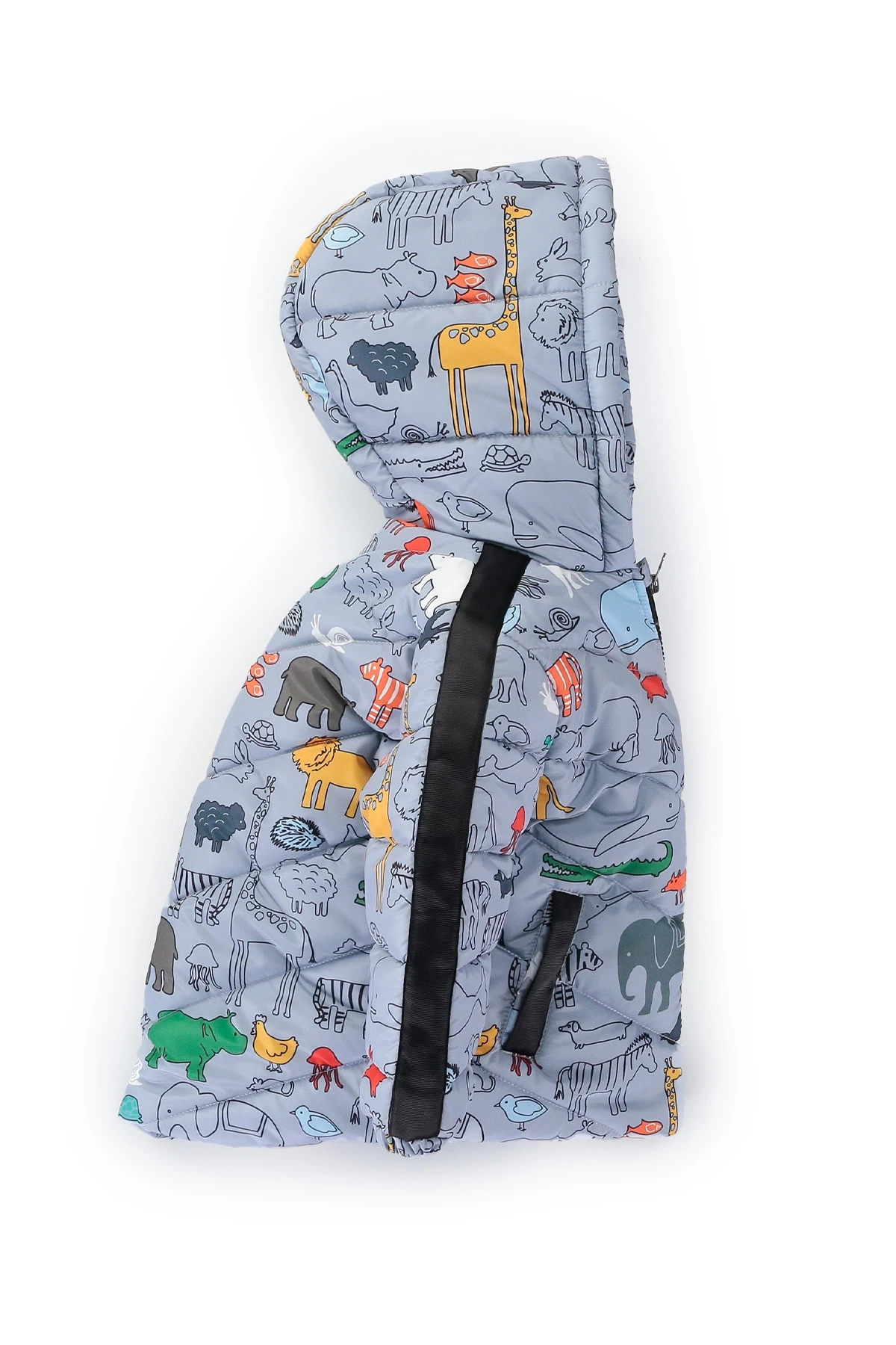 Erkek Çocuk Gri Hayvan Baskılı 1-5 Yaş Kışlık İçi Polar Astarlı Kapüşonlu Şişme Mont HZL24W-MDM1513131