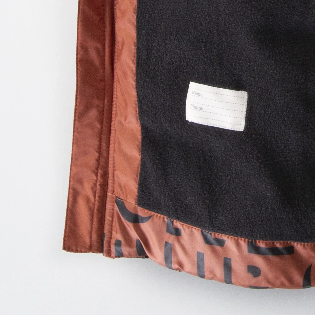 Erkek Çocuk Kiremit Harf Desenli 6-9 Yaş Kışlık İçi Polar Astarlı Kapüşonlu Şişme Mont HZL24W-MDM1513241