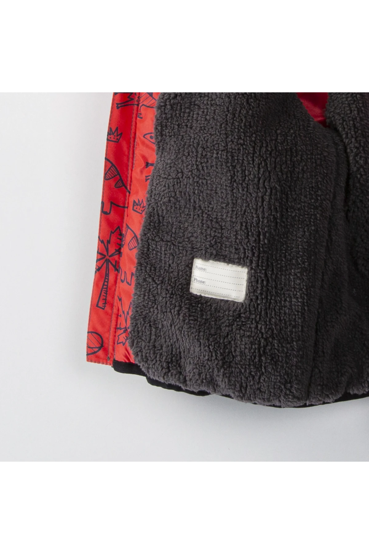 Erkek Çocuk Kırmızı Siyah 1-5 Yaş Kışlık İçi Polar Astarlı Kapüşonlu Şişme Mont HZL24W-MDM1513261