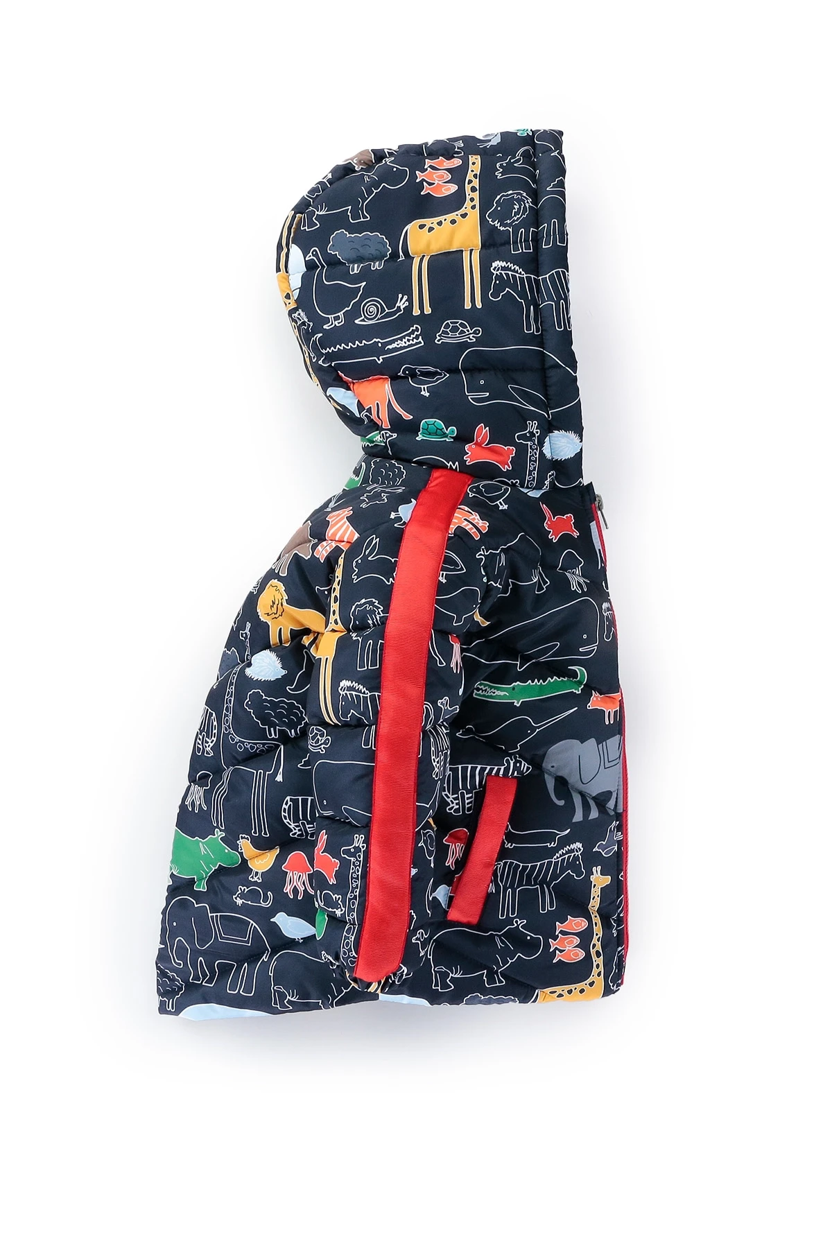 Erkek Çocuk Lacivert Hayvan Baskılı 1-5 Yaş Kışlık İçi Polar Astarlı Kapüşonlu Şişme Mont HZL24W-MDM1513131