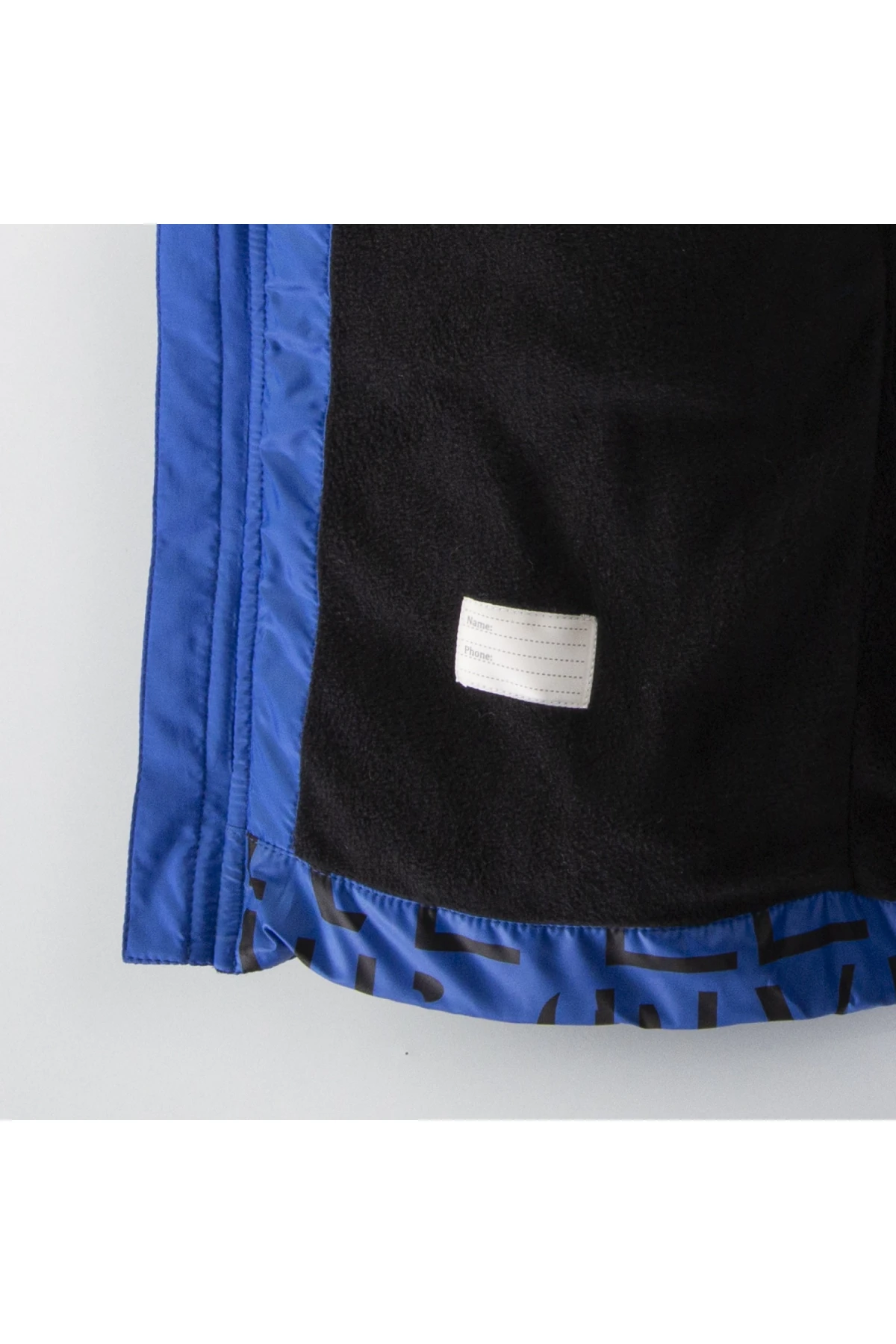 Erkek Çocuk Mavi Harf Desenli 6-9 Yaş Kışlık İçi Polar Astarlı Kapüşonlu Şişme Mont HZL24W-MDM1513241