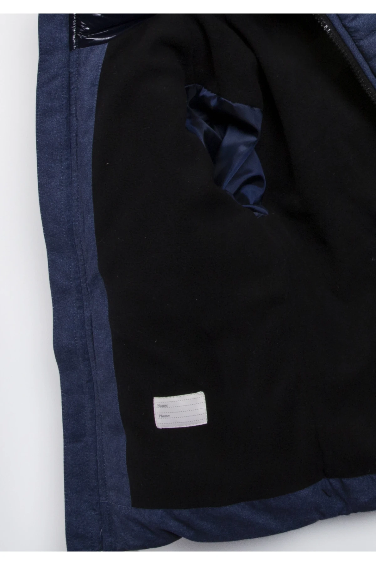 Erkek Çocuk Mavi Siyah 6-13 Yaş Kışlık İçi Polar Astarlı Kapüşonlu Şişme Mont HZL24W-MDM1223281