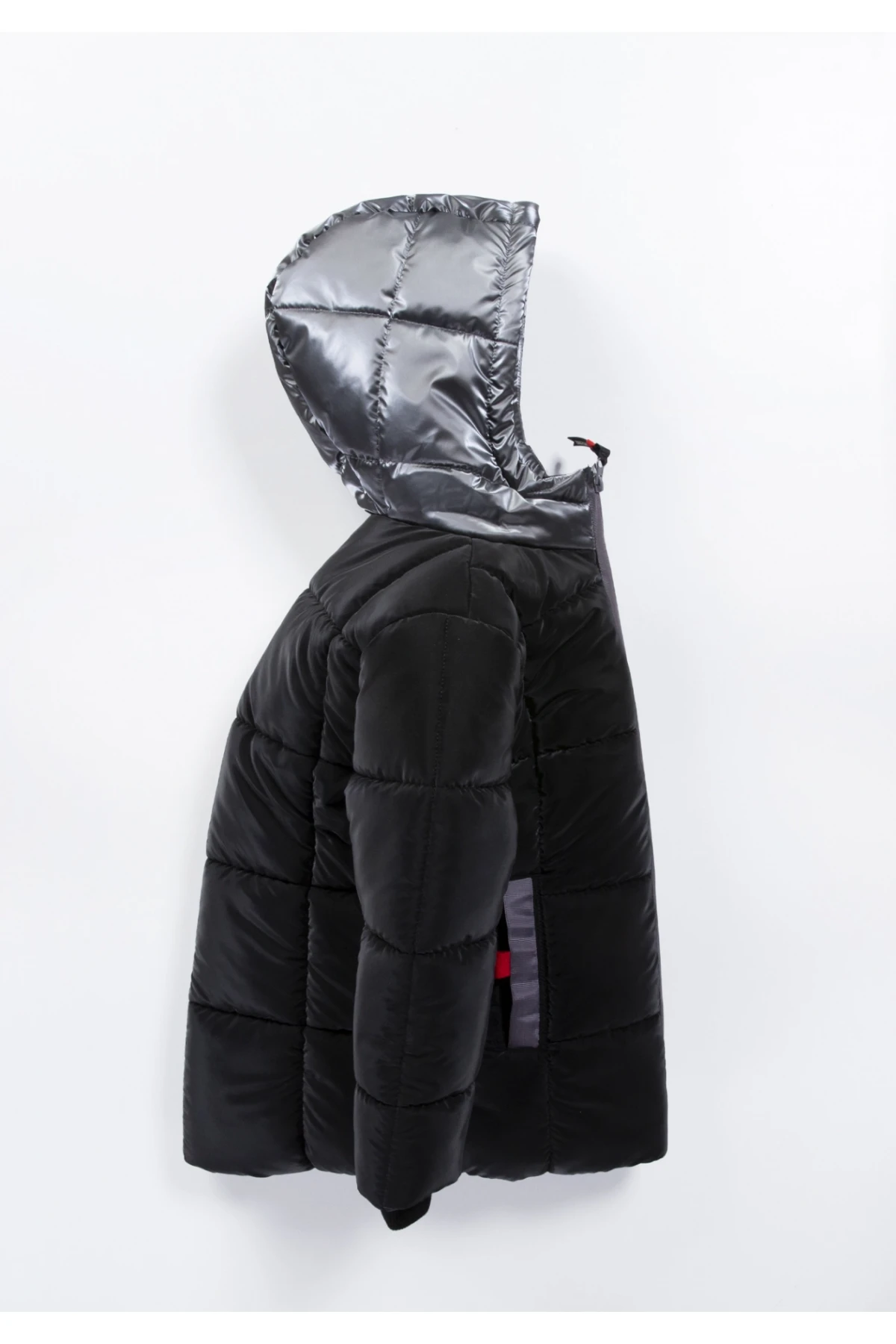 Erkek Çocuk Siyah 6-9 Yaş Kışlık İçi Polar Astarlı Kapüşonlu Şişme Mont HZL24W-MDM1224181