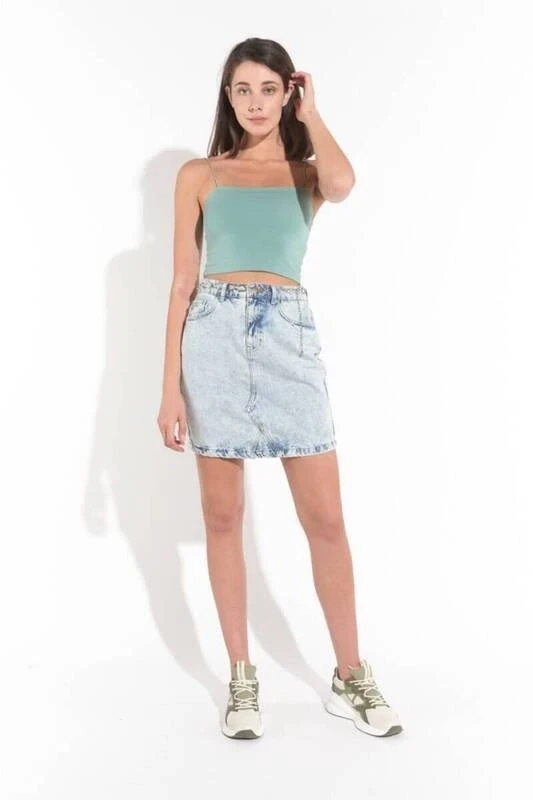 Kadın Çağla Yeşil İp Askılı Örme Büstiyer HZL24S-ZK12001