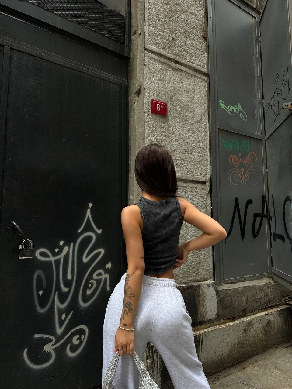 Kadın Siyah Bisiklet Yaka Yıkama Efektli Fitilli Kaşkorse Atlet Tşhirt HZL24S-VL1241081