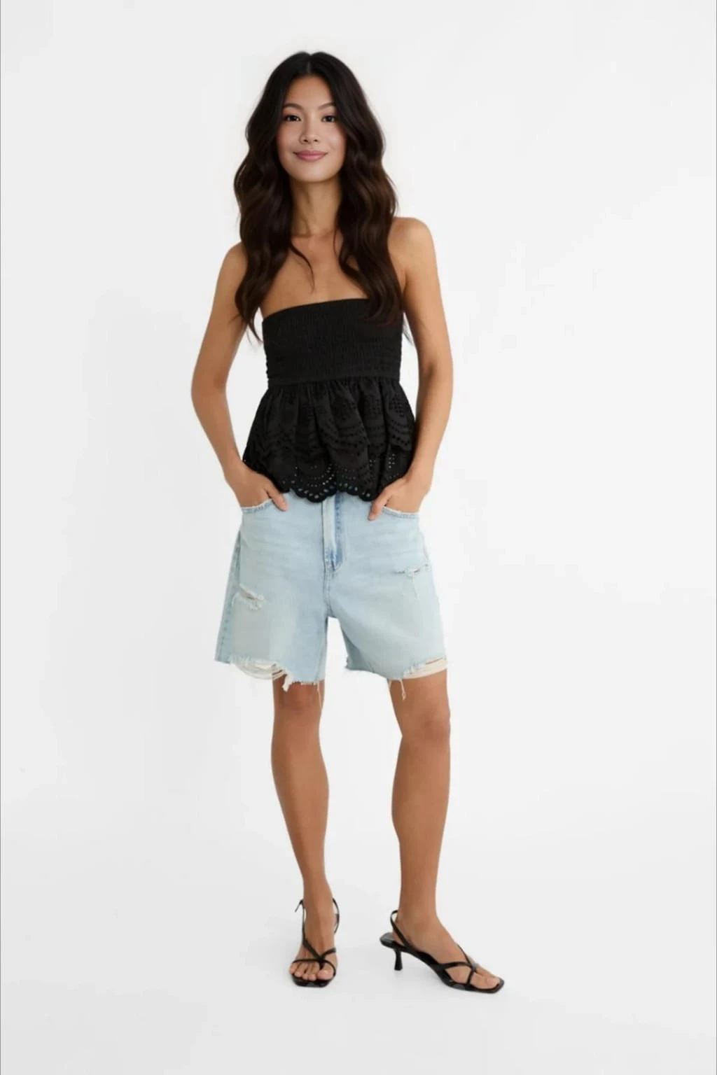 Kadın Siyah Gipeli İşlemeli Bluz ve Etek Model HZL24S-ZK11111