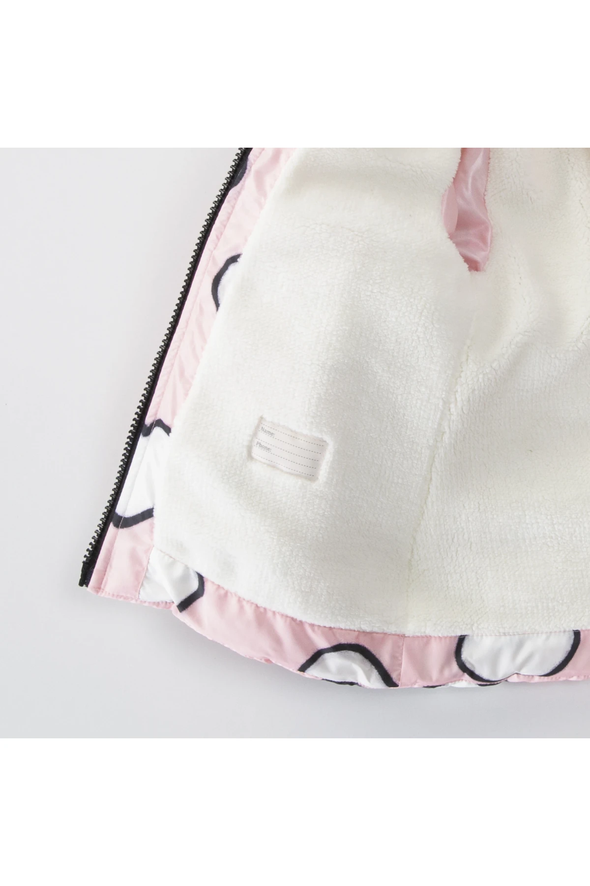 Kız Çocuk Açık Pembe Kalpli 1-5 Yaş Kışlık İçi Polar Astarlı Kapüşonlu Şişme Mont HZL24W-MDM1501171