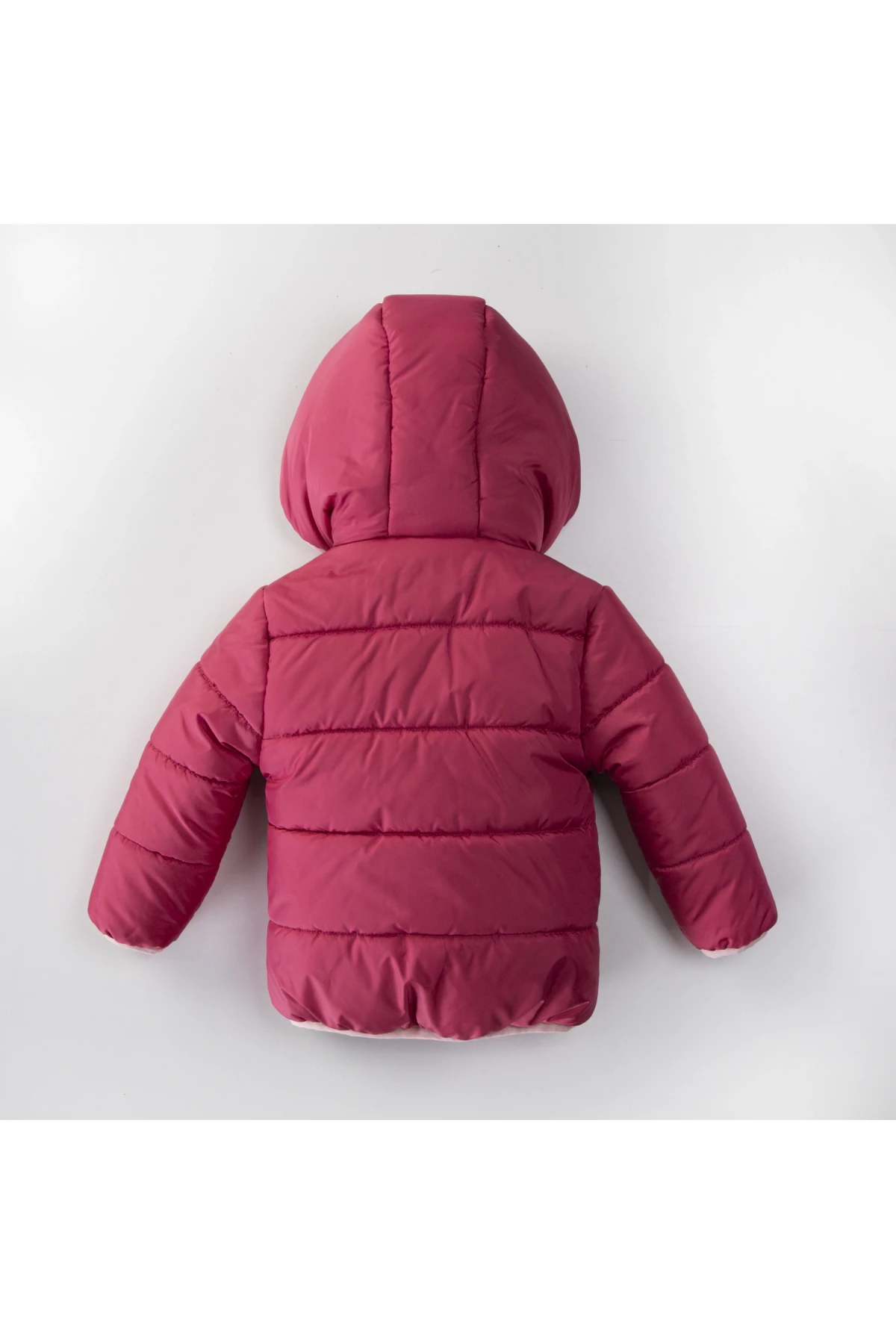 Kız Çocuk Bordo Hayvan Temalı 1-5 Yaş Kışlık İçi Polar Astarlı Kapüşonlu Şişme Mont HZL24W-MDM1501261