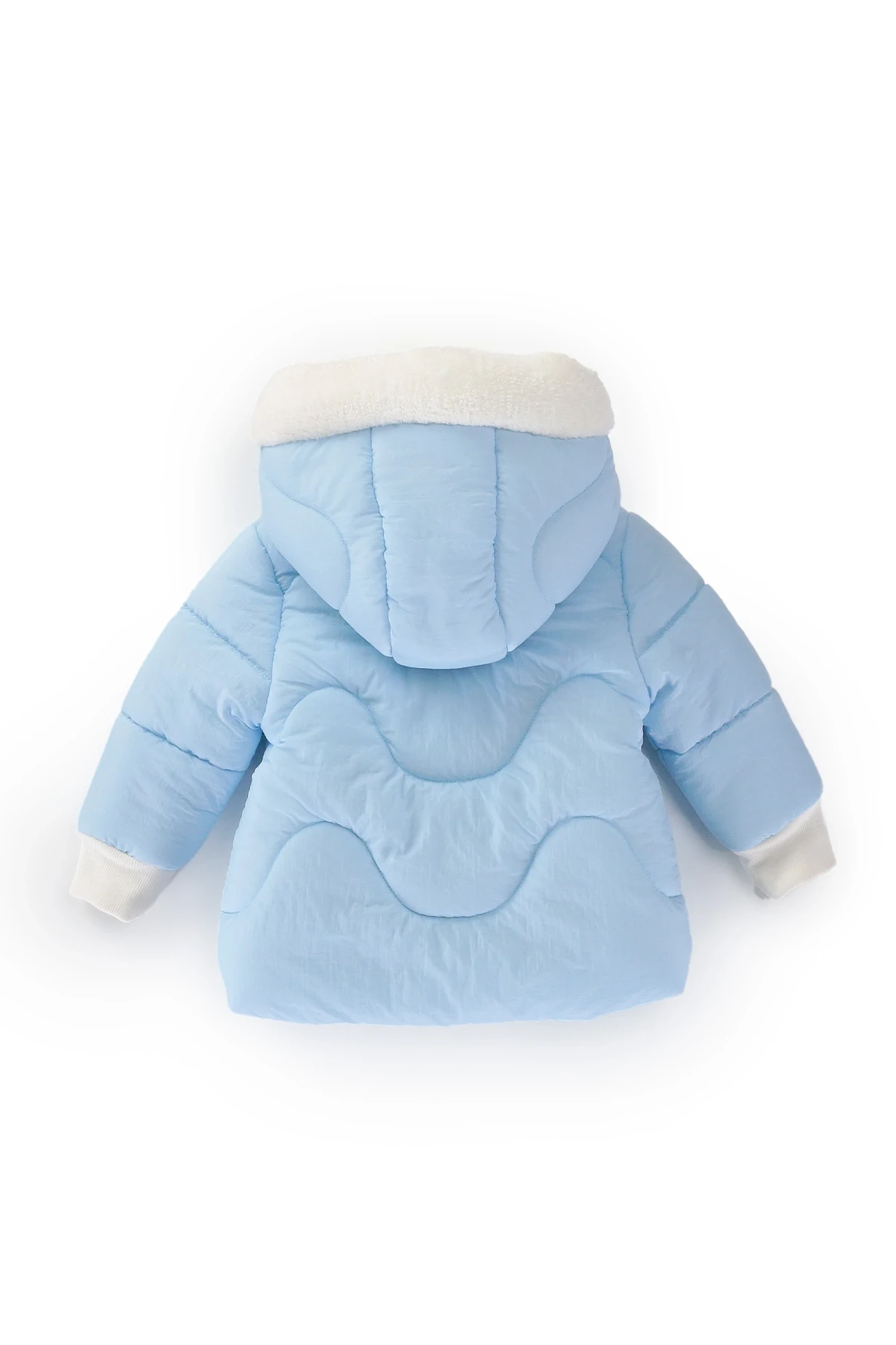 Kız Çocuk Mavi Hayvan Temalı 9-24 Ay Kışlık İçi Polar Astarlı Kapüşonlu Şişme Mont HZL24W-MDM1501131