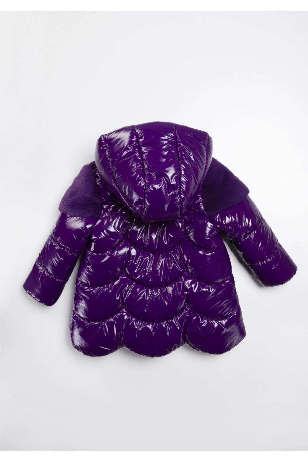 Kız Çocuk Mor Çift Cepli 2-9 Yaş Kışlık İçi Astarlı Kapüşonlu Şişme Mont HZL24W-MDM1224531